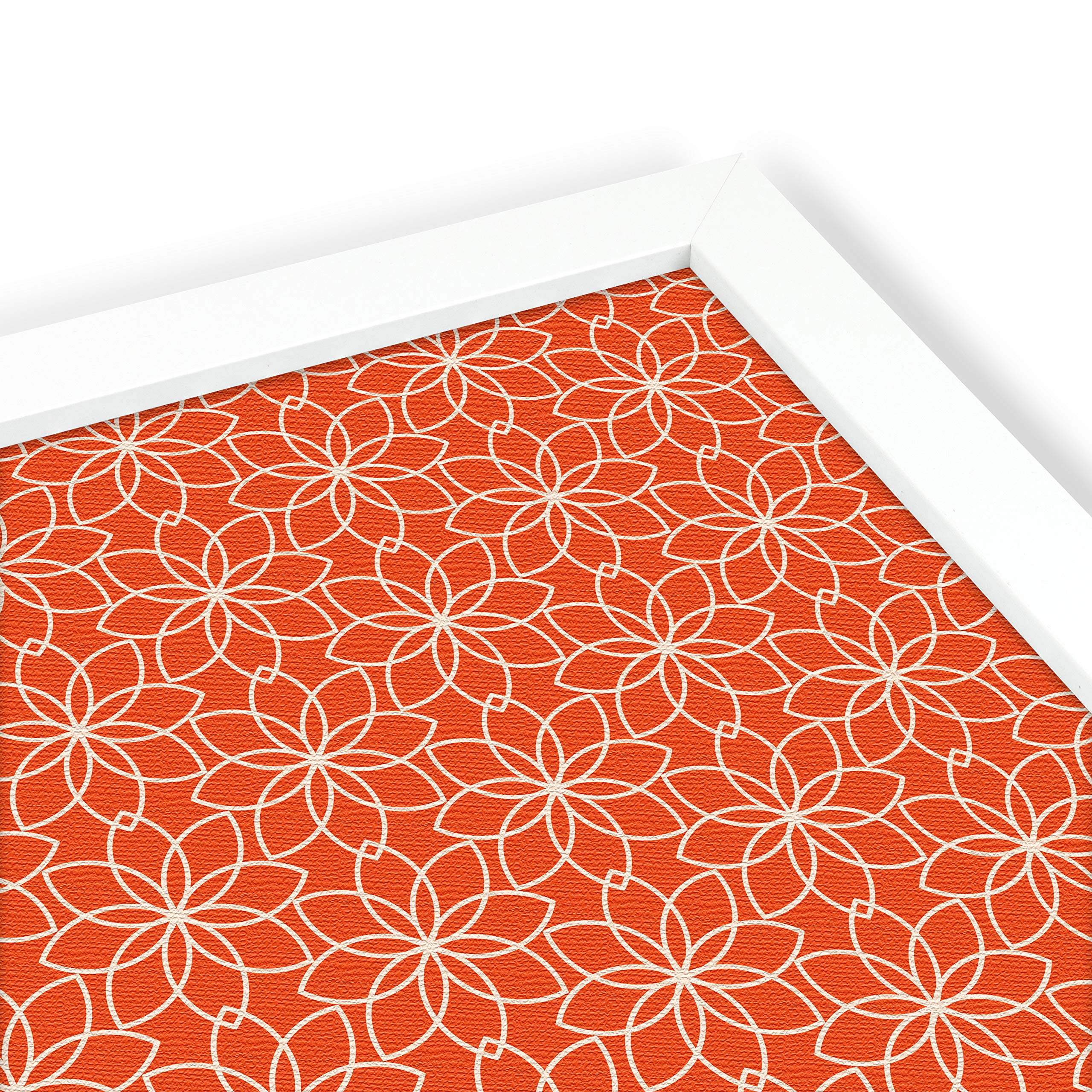 ArtToFrames 36x24 Inch (2x3 ft) Custom Cork Bulletin Board - Floral Design Dark Orange Pin Board with Fabric Canvas Finish & Satin White Frame (PinPix-547-36x24_FRBW26074) - Perfect for Home Office, Classroom, or Creative Workspace Decor
