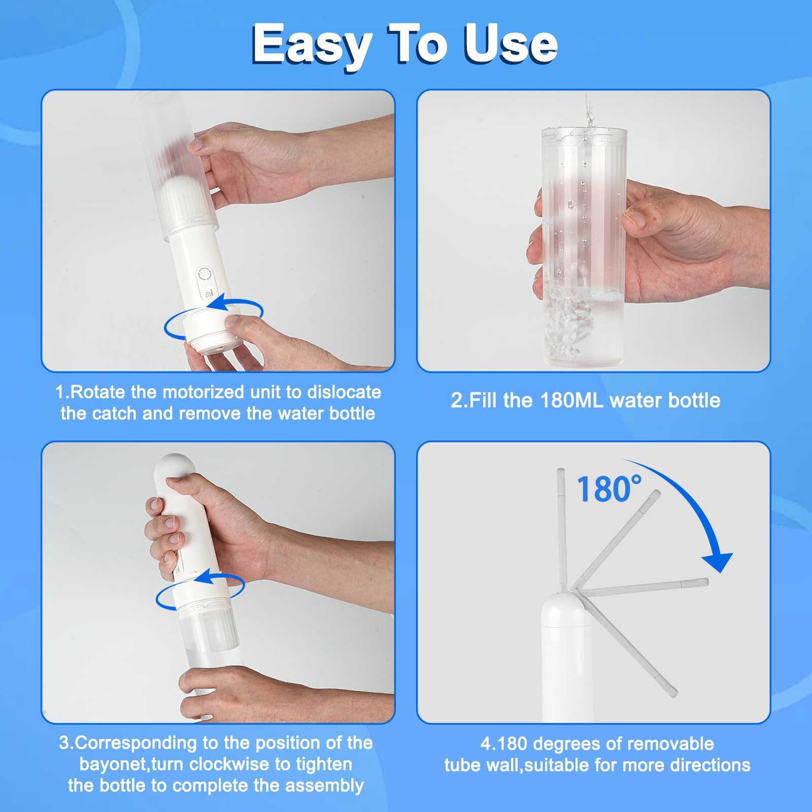 KissDate Portable Rechargeable Travel Bidet - Electric Handheld Bidet for Women & Men with 3 Adjustable Spray Levels, IPX7 Waterproof - Perfect for Personal Hygiene, Postpartum Care, Camping & Road Trips
