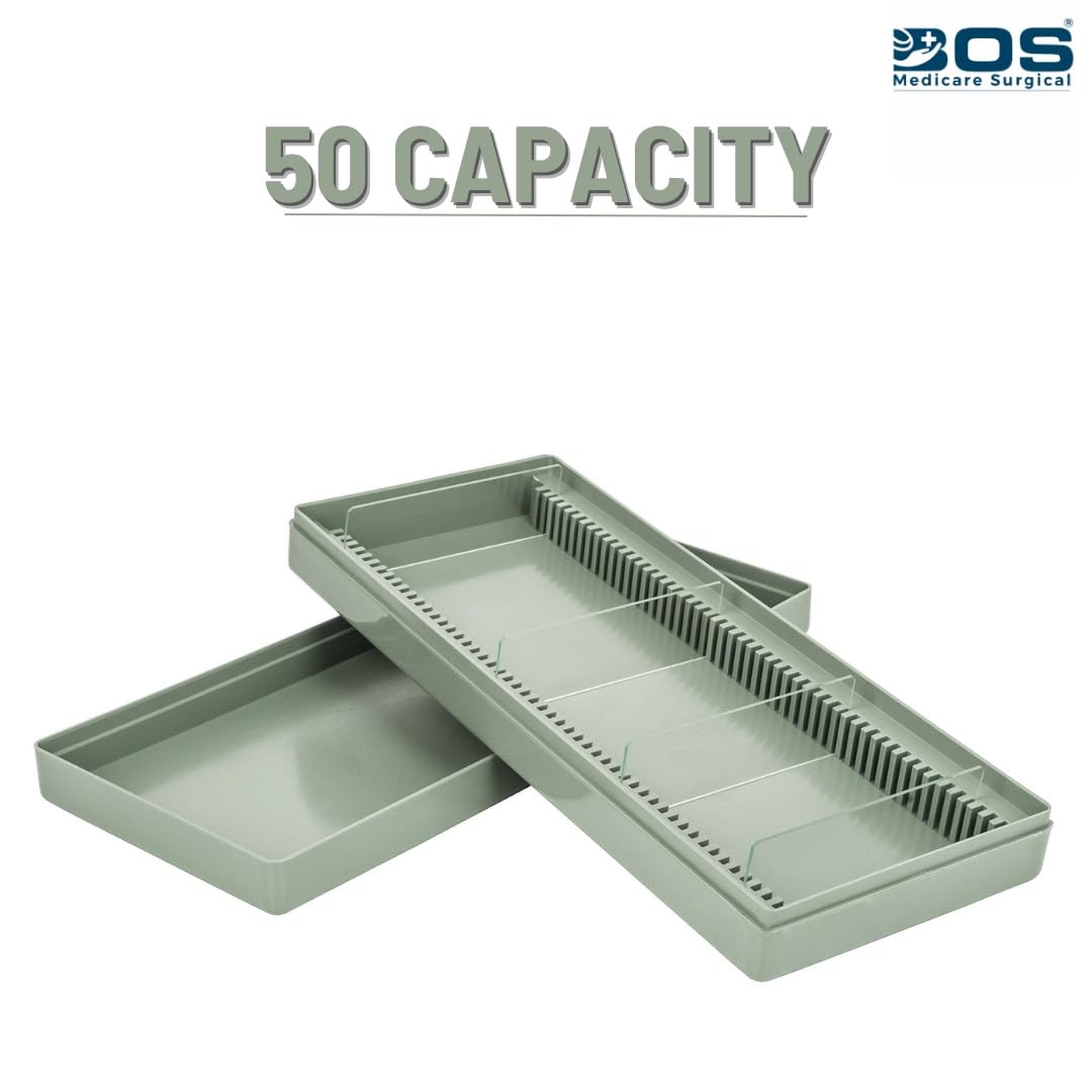 Bos Medicare Surgical Microscope Slide Box - Polystyrene - Holds 50 Slides | Durable Lab Storage Solution for Pathology, Histology & Medical Research