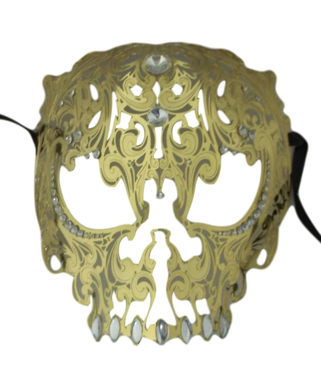 Gold Skull Mask with Crystals - Gothic Prom & Masquerade Party