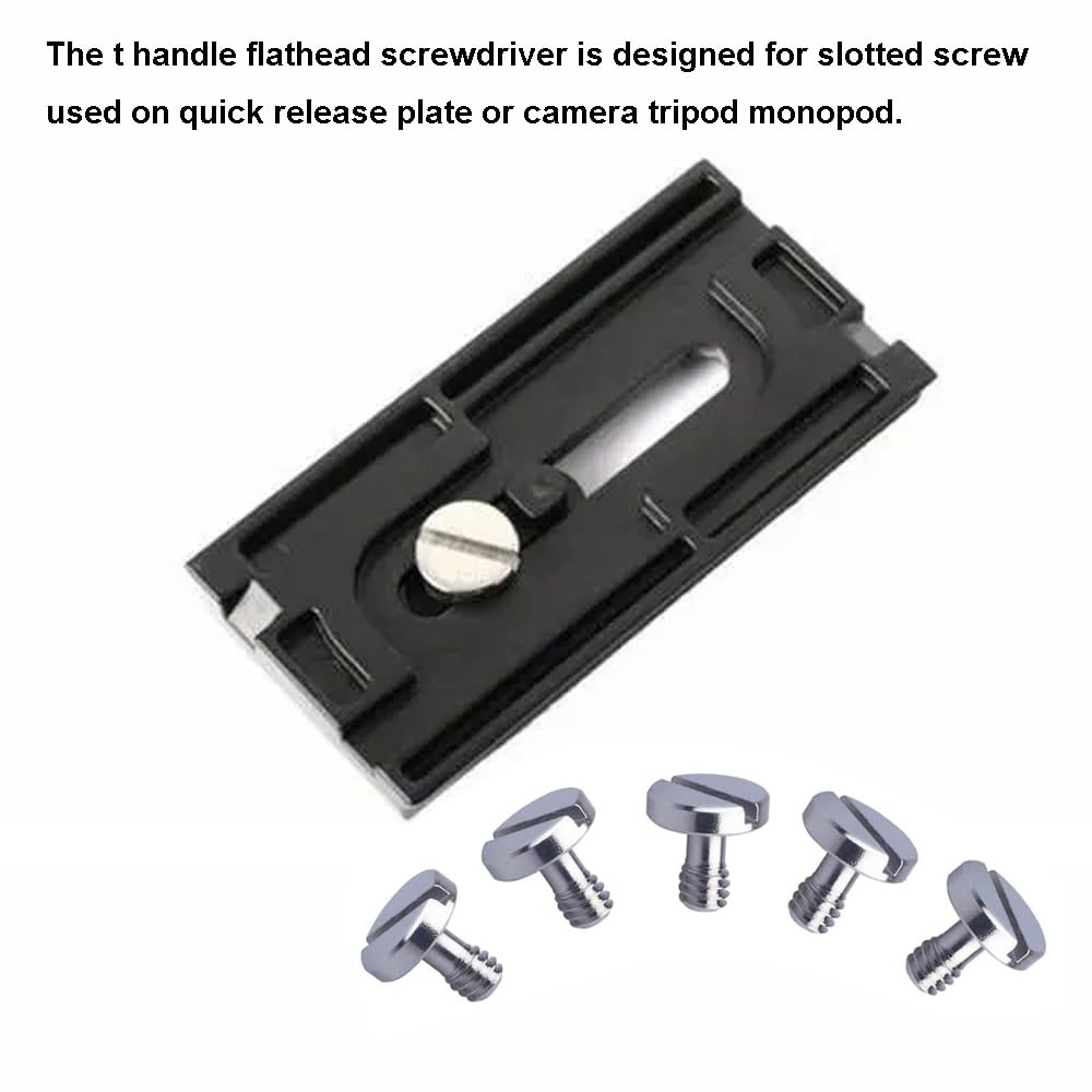 10mm T Handle Flat Head Screwdriver - Slotted Screwdriver for Quick Release Plates, Camera Tripods & Monopods - Perfect for Photography Equipment & DIY Repairs