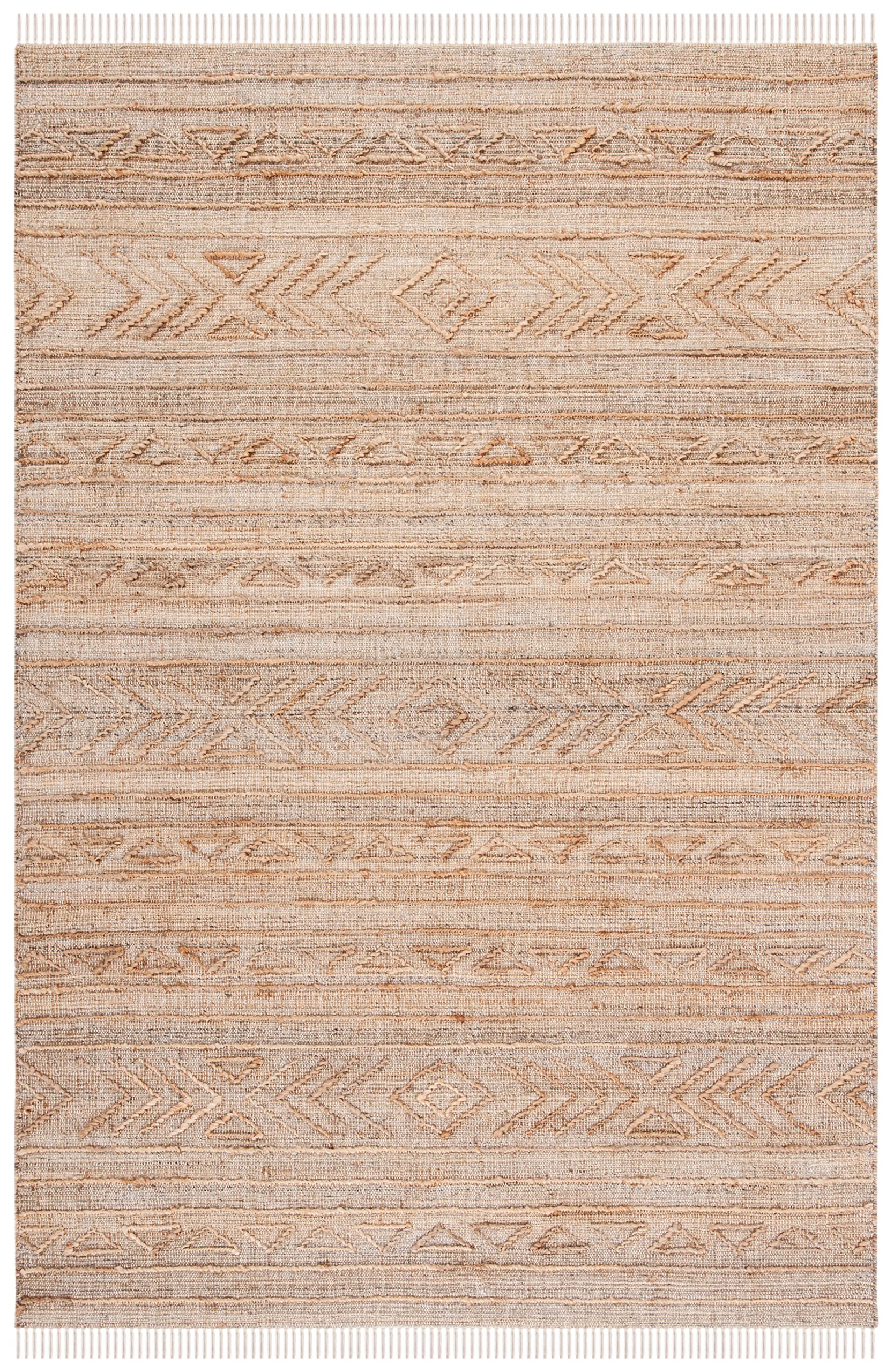 SAFAVIEH Handmade Boho Jute Area Rug 8' x 10' - Natural Fiber Collection NFB404A - Fringe Design for Living Room, Dining Room & Bedroom - Eco-Friendly Home Decor for Bohemian & Farmhouse Style