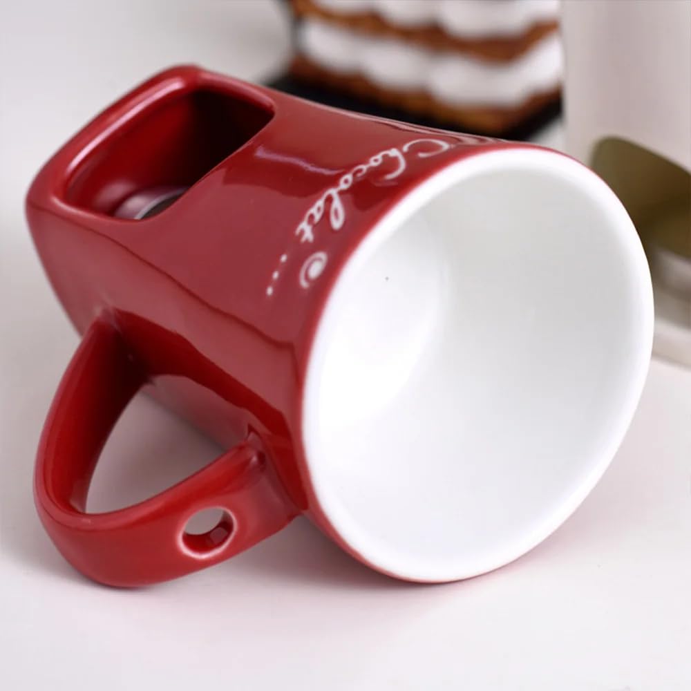 4.58oz Chocolate Fondue Mugs Set with Forks - Ceramic Melting Pot for Cheese, Caramel & Chocolate - Includes Tealight Candle - Perfect for Romantic Dinners, Dessert Parties & Coffee Butter Warmers