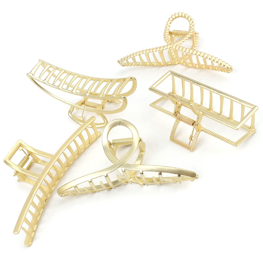 Butterfly Hair Clips for Thick Hair - Non-Slip Metal Claw Clips for Women (Light Gold) - Perfect for Long Hair Styling