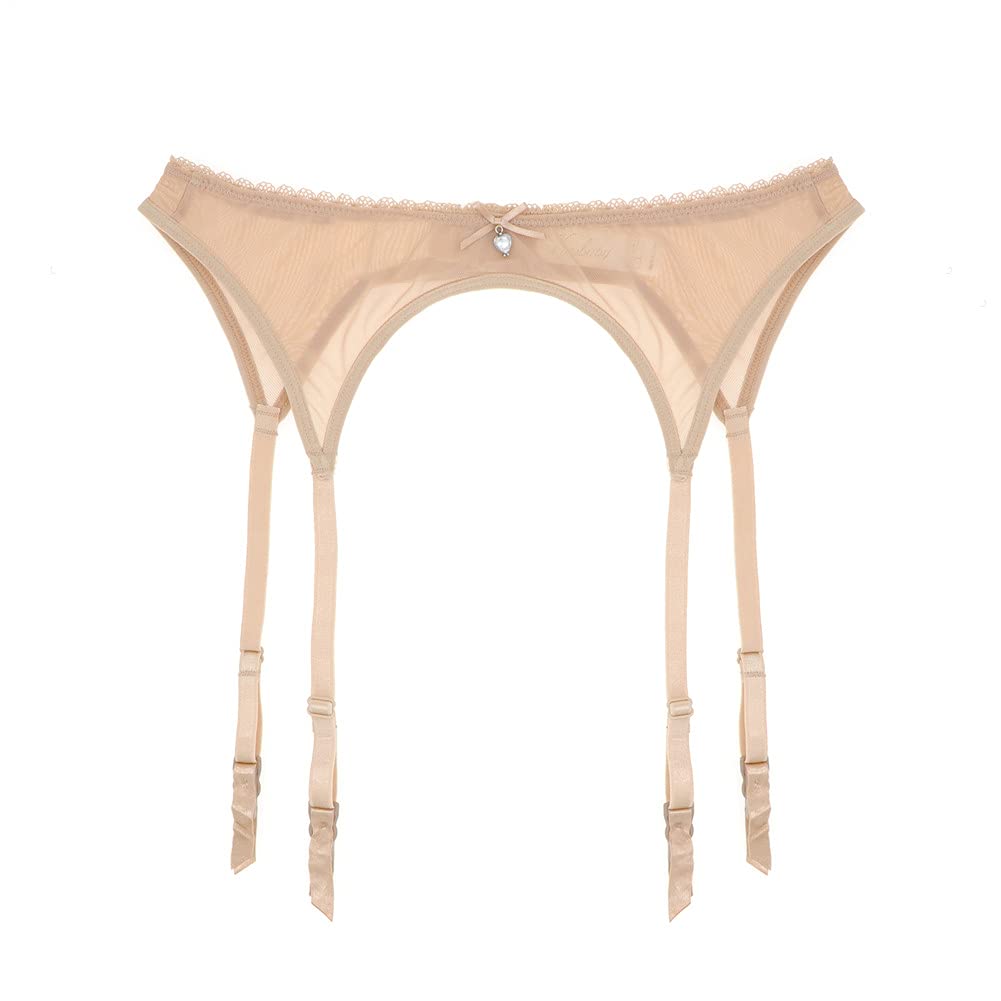 Varsmiss Women's Sexy Lace Garter Belt with See-Through Mesh Design for Stockings - Perfect for Lingerie, Boudoir, and Romantic Occasions