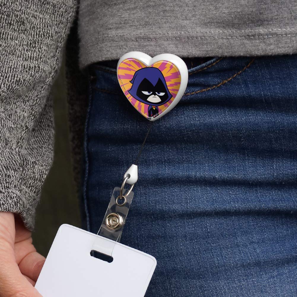 Teen Titans Go! Raven Heart Lanyard with Retractable Reel - Badge Holder & ID Card Holder for Work, School, Conventions, and Events