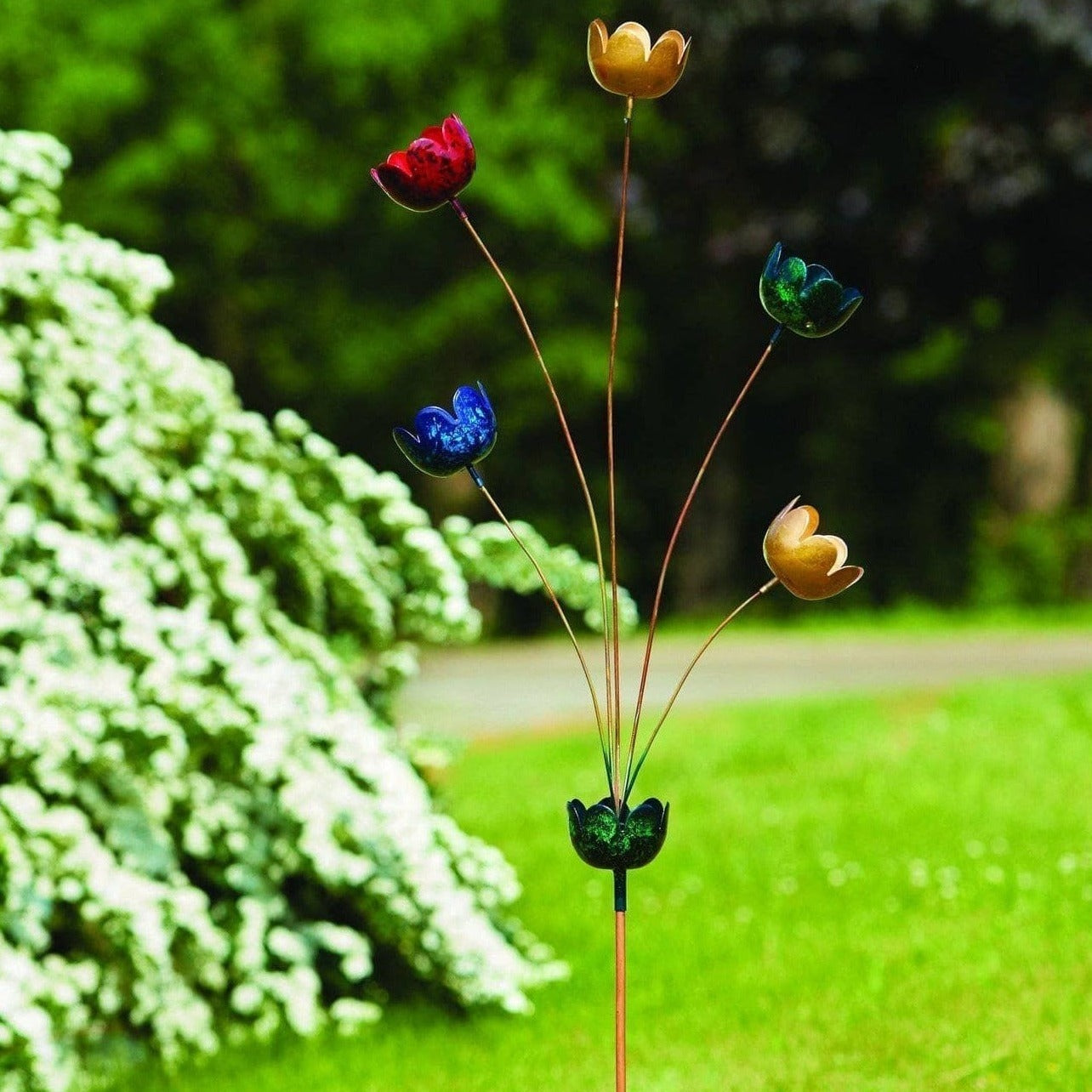 Vibrant Multicolor Lily Cup Wind Chimes - Outdoor Garden Stake Decor for Patio, Yard, and Flower Beds | Perfect for Relaxing in Your Backyard or Adding Color to Landscaping