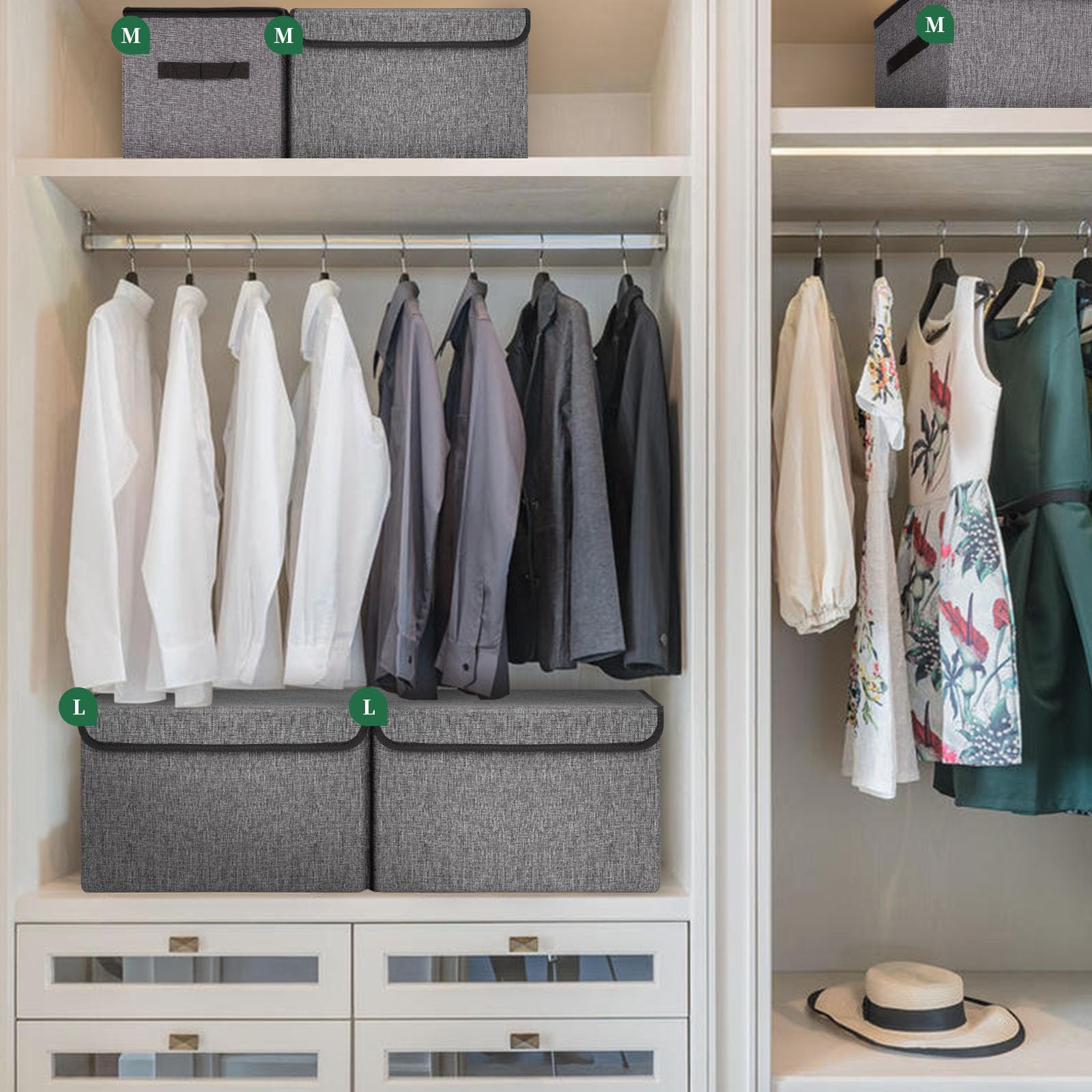 22 Quart Large Foldable Storage Bins with Flip-Top Lid & Handles - 4 Pack Gray Linen Fabric Organizer Baskets for Clothes, Blankets, Toys - Perfect for Home, Office, Closet & Nursery Organization (14.6 x 9.5 x 9.5 Inches)