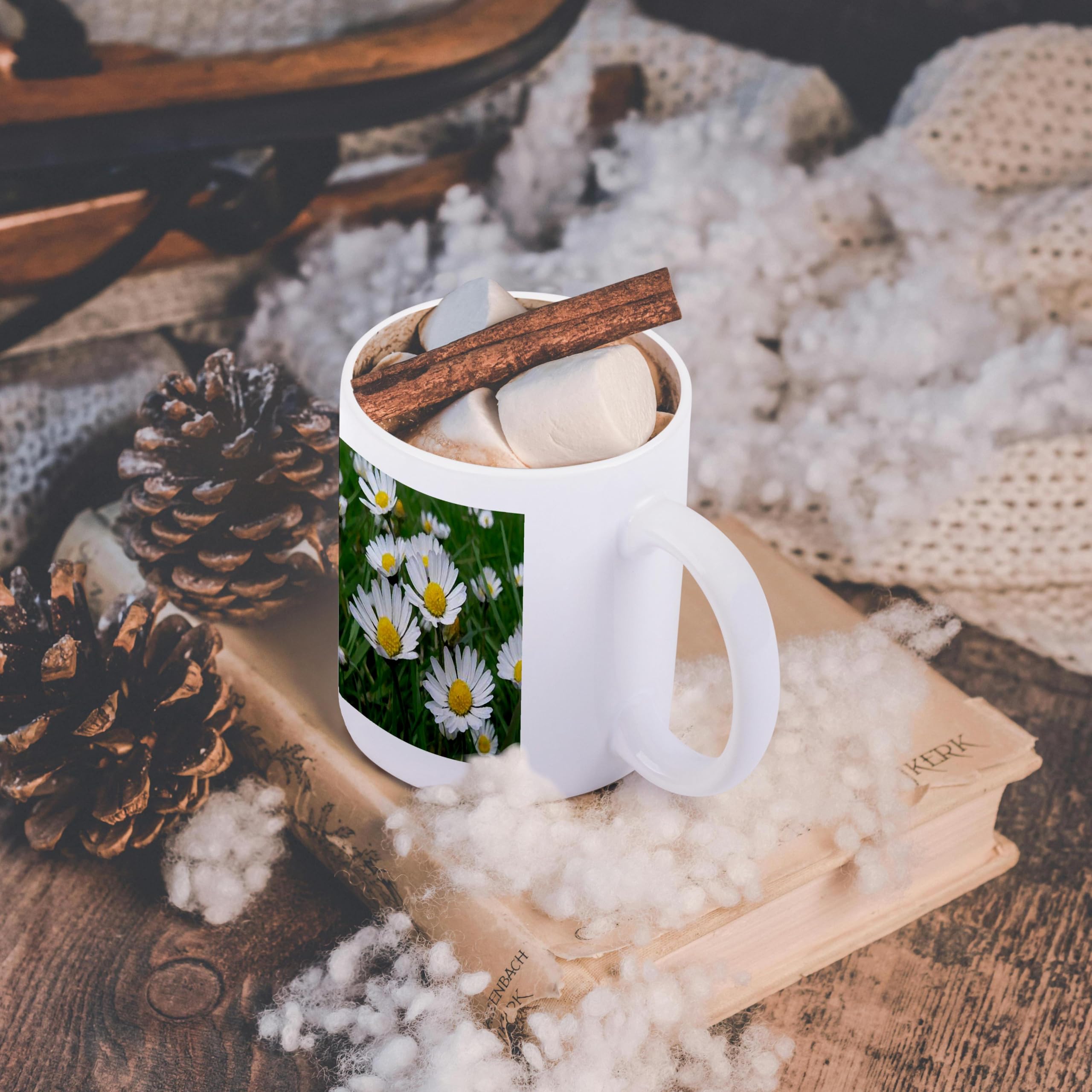 3D Rose Daisy Flower Mug - 11 oz Ceramic Coffee Cup with Handle - Perfect for Tea, Coffee & Hot Chocolate - Ideal for Home, Office & Gifts (mug_3136_1)