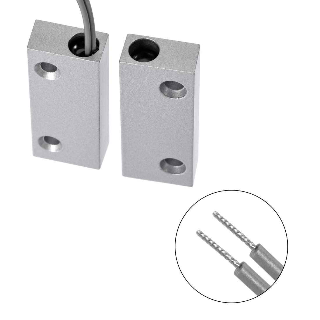 uxcell MC-52 Magnetic Reed Switch Alarm with 2 Wires for Rolling Doors - Normally Closed (N.C.) Security Sensor (2-Pack) - Perfect for Home Security Systems, Garage Doors & Window Alarms