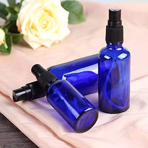 JARBAZAAR Set of 4 - 30ml Blue Glass Spray Bottles with Fine Mist Pump for DIY Perfume, Essential Oils, Aromatherapy & Beauty Products - Perfect for Travel, Home & Salon Use