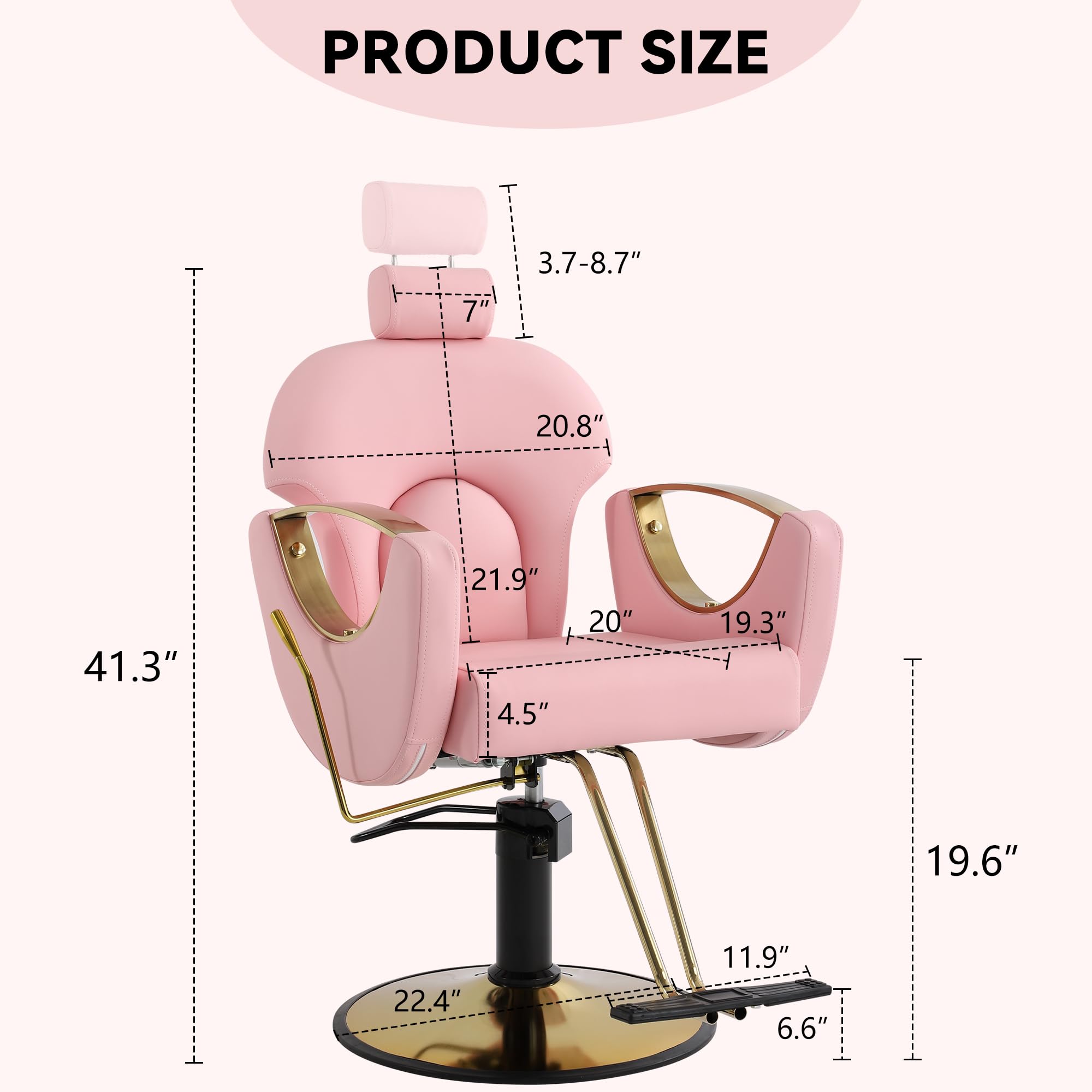 Professional Salon Chair for Hair Stylists & Barbers - Adjustable Hydraulic Barber Chair with Headrest, Extra Thick Cushion & Heavy-Duty Steel Frame | Perfect for Hair Salons, Barber Shops & Home Use