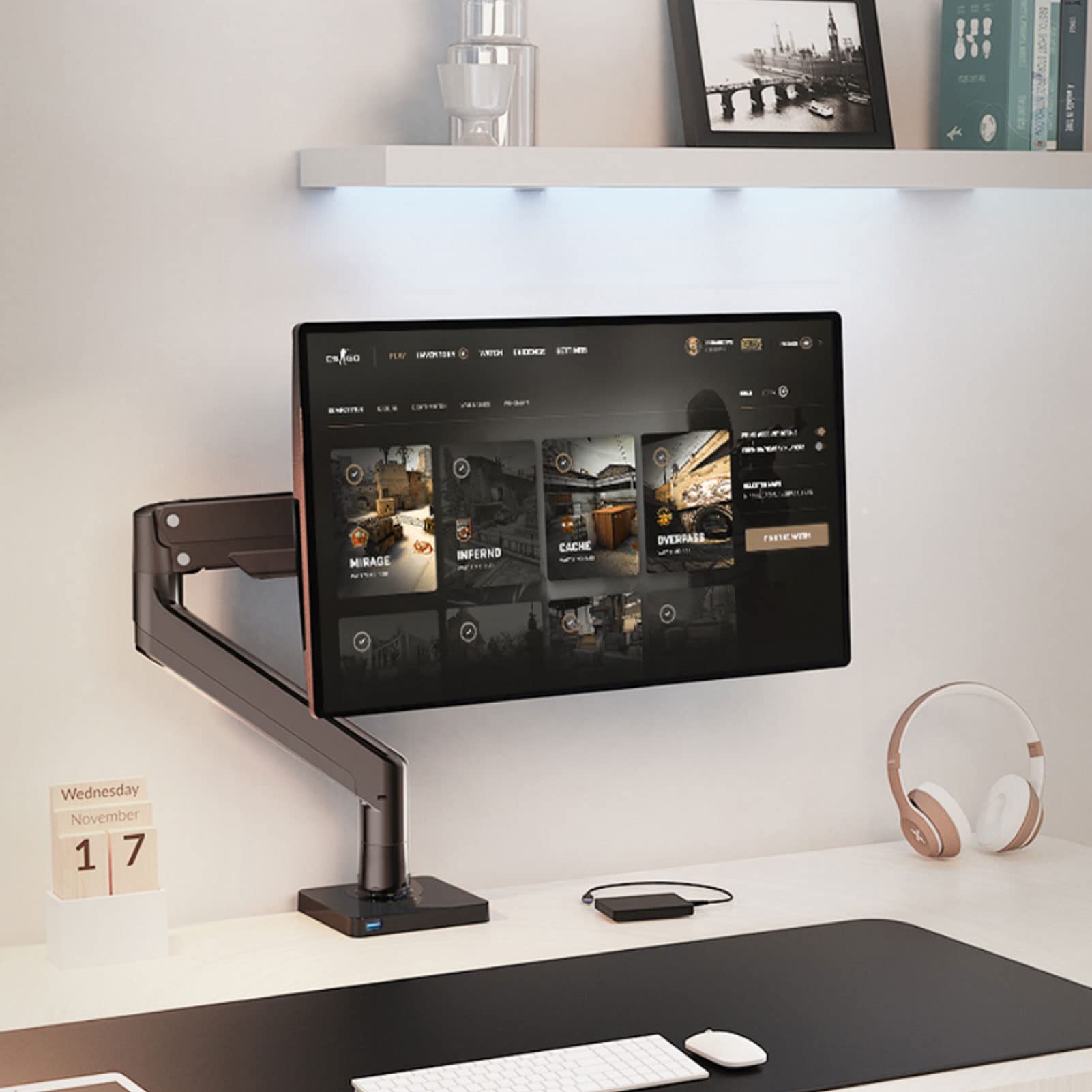 Septpenta Adjustable Single Monitor Stand - VESA Mount Compatible for Flat & Curved Screens (2-15kg) | Perfect for Home Office, Gaming & Workspace Setup