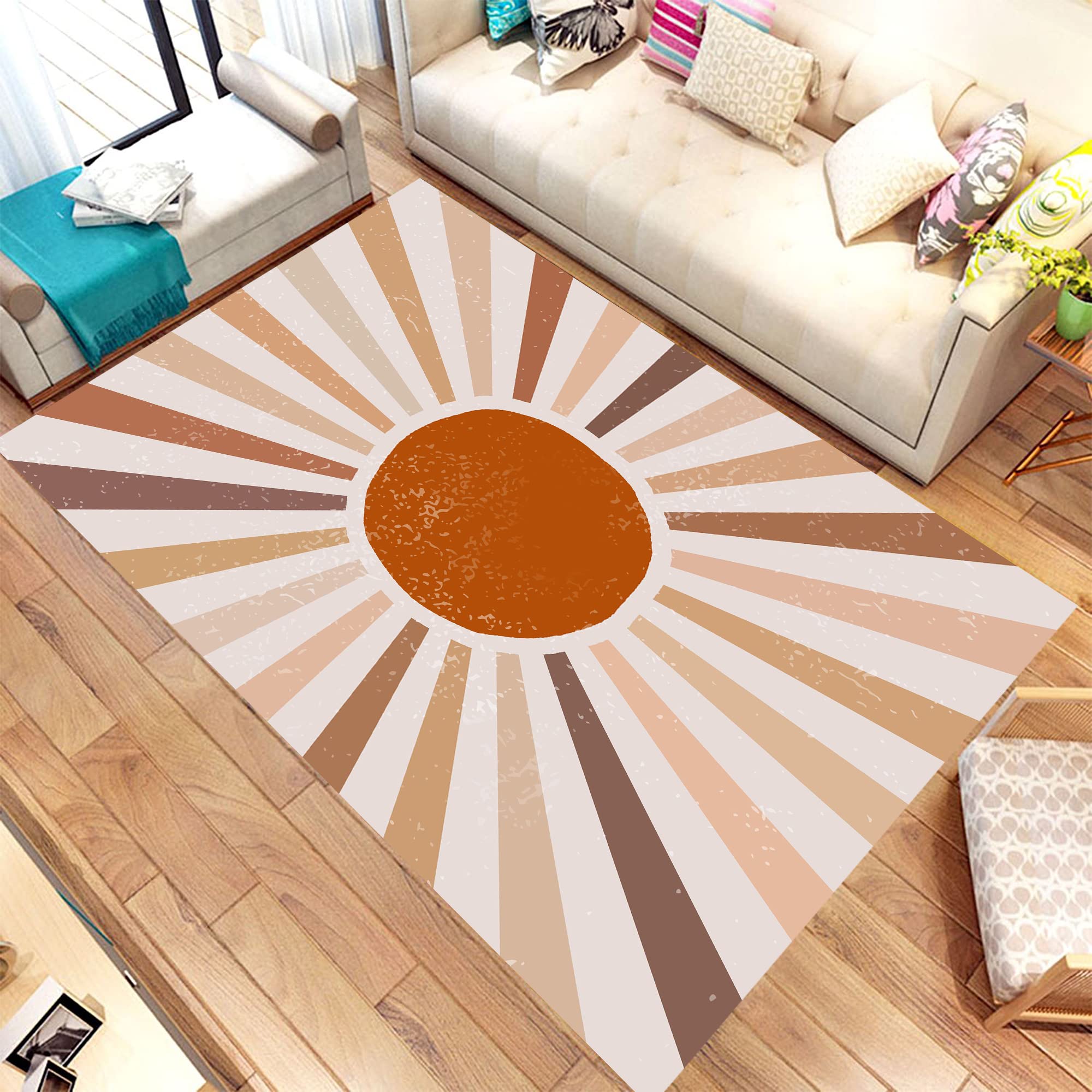 Modern Abstract Area Rug 55x78 Inches - Non-Slip Geometric Design Living Room Carpet for Home Decor, Bedroom, Office - 140x200cm Soft Contemporary Floor Mat