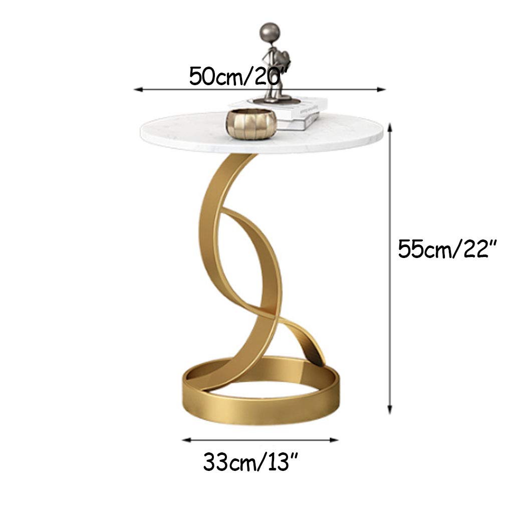 **Marble C-Shaped Coffee Side Table - Portable Laptop Holder & Bedside Workstation (50x50x55cm) | Perfect for Living Room, Office & Small Space Decor**