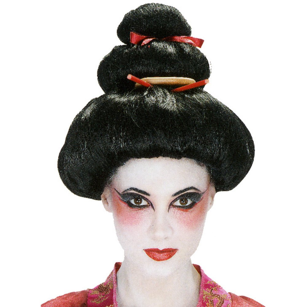 Geisha Wig for Women - Long Black Synthetic Costume Wig with Bangs - Perfect for Cosplay, Halloween, and Themed Parties