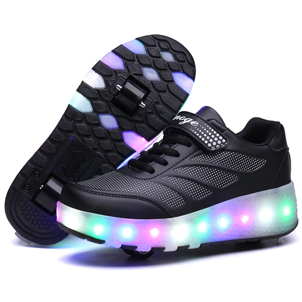 HIWISH LED Roller Shoes with USB Charging - Light Up Skates for Kids Boys & Girls - Fun Lighted Sneakers for Outdoor Play, Birthday Gifts & Night Skating