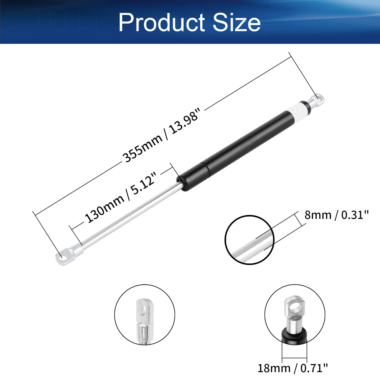 Yinpecly 1PCS Adjustable Gas Spring Rod - 5.12 Inch Flat Head Joint Gas Shock Strut for DIY Window, Floor Hatch, Trap Door & Toolbox Lid - Heavy Duty Black Gas Spring for Home Renovation & Furniture Upgrades