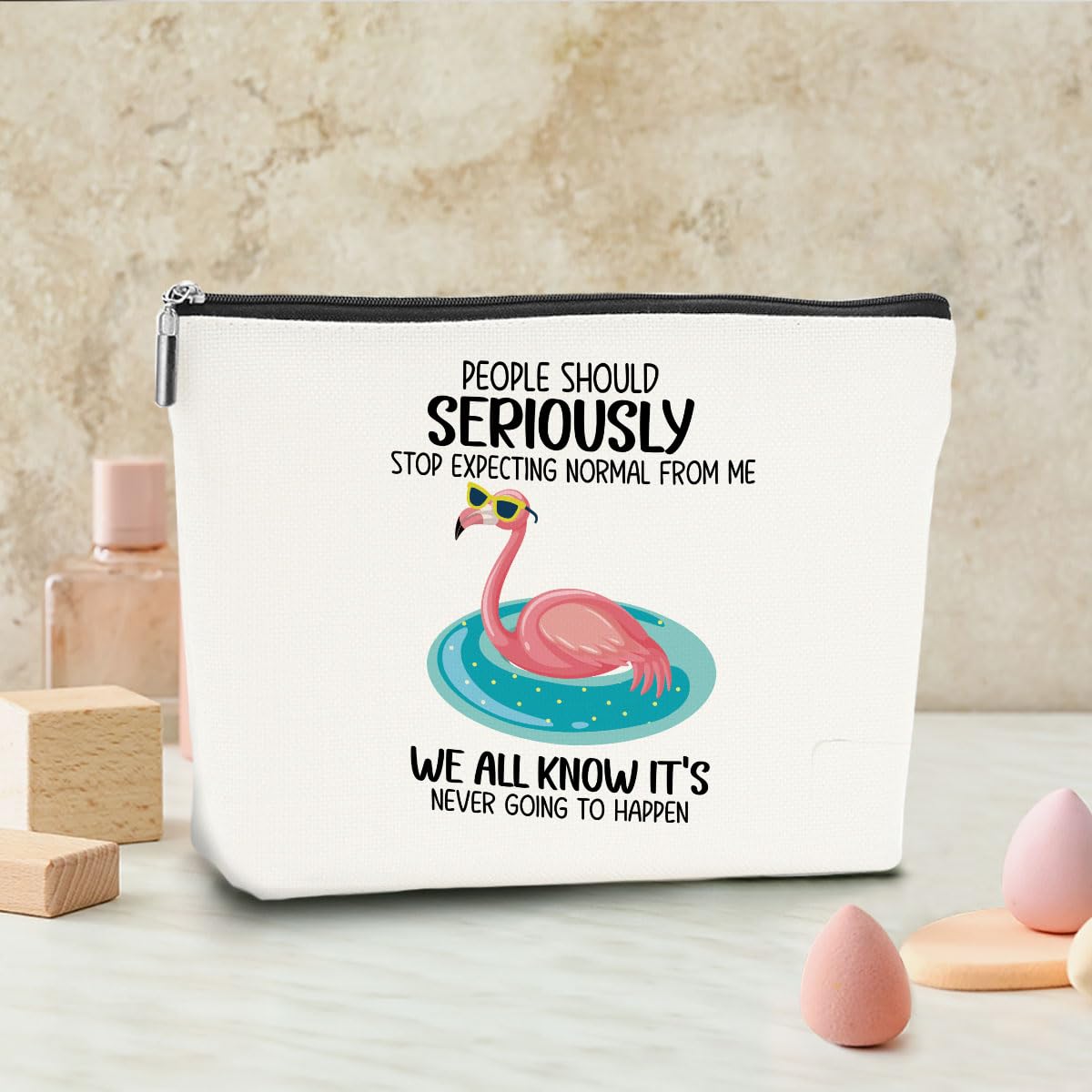Pink Flamingo Makeup Bag - Funny Cosmetic Bag for Women & Girls | Flamingo Gifts for Mom, Friends, Birthday, Christmas, Beach Trips | Perfect for Travel, Parties & Summer Accessories