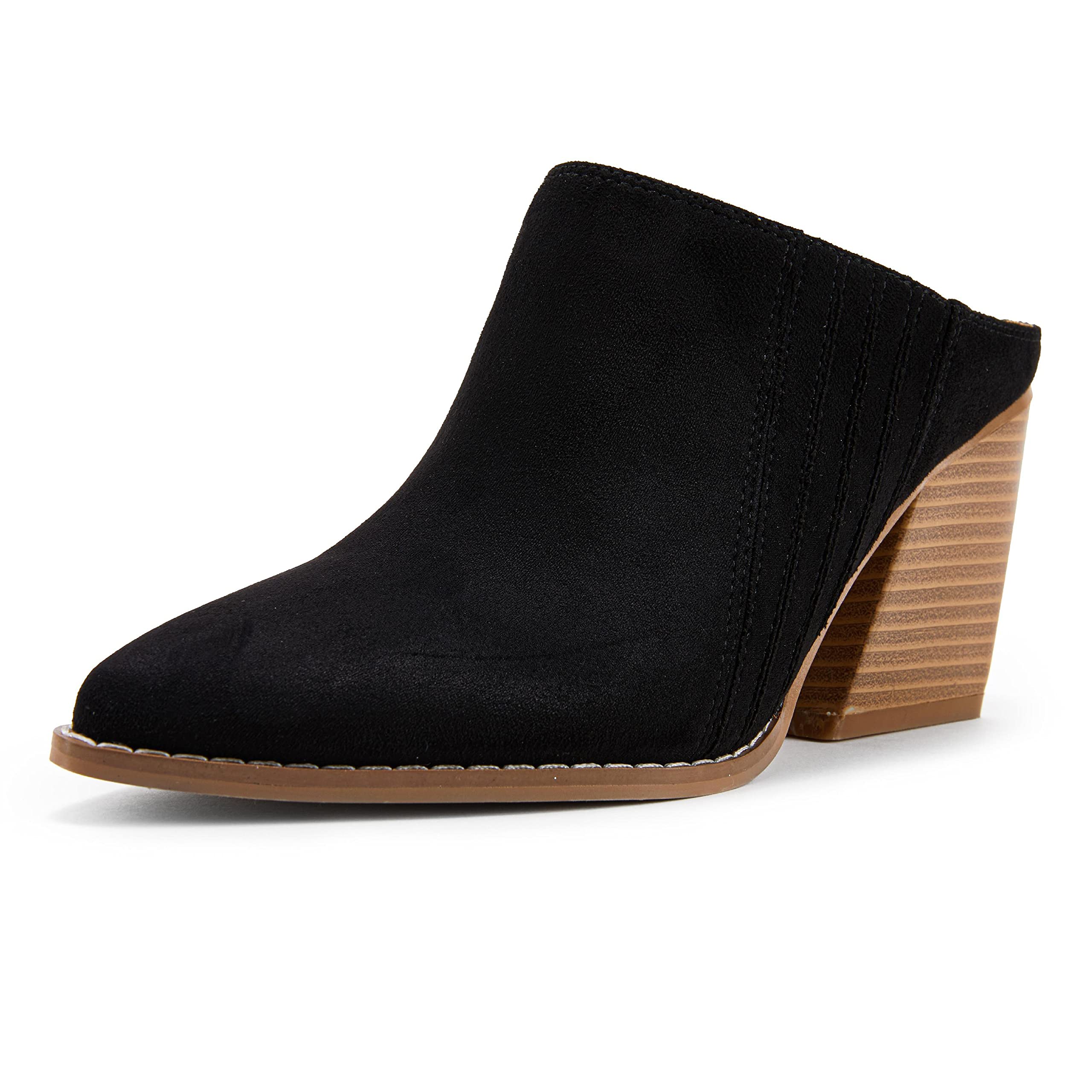 Women's Backless Western Mules Boots - Pointed Toe Slip On Booties with Chunky Stacked Heel | Comfortable Cowgirl Shoes for Casual Outfits & Country Events