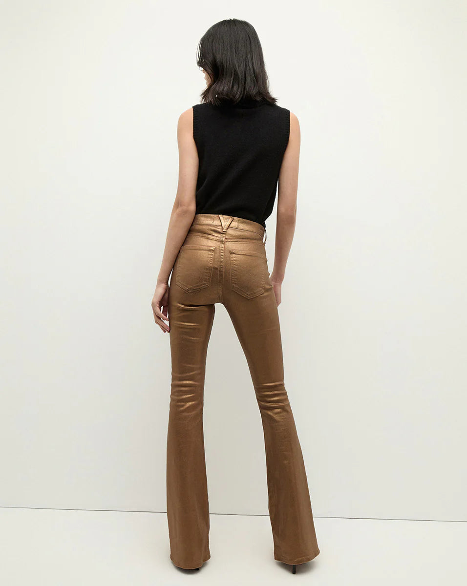 Beverly Skinny Flare Jeans for Women - High Waisted Stretch Denim Pants with Antique Brass Buttons | Perfect for Casual Wear, Office Outfits & Night Out