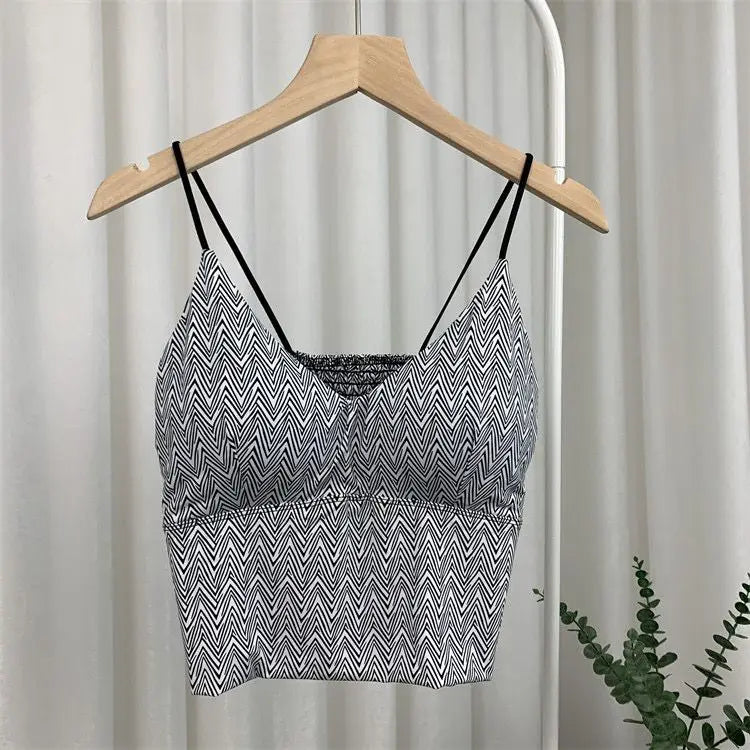Y2K Women's Korean Fashion Leopard Print Camisole Top - Sexy Corset Crop Tank Top for Summer, Coquette Style, Ice Silk Padded Design | Perfect for Parties, Beach Outings & Casual Wear