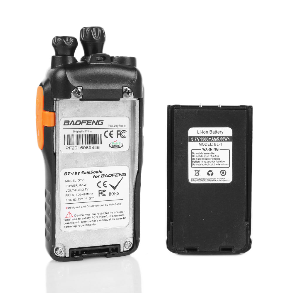 Baofeng GT-1 UHF 5W 16CH Two-Way Radio with Flashlight & FM Function - Perfect for Outdoor Adventures, Camping, and Emergency Communication
