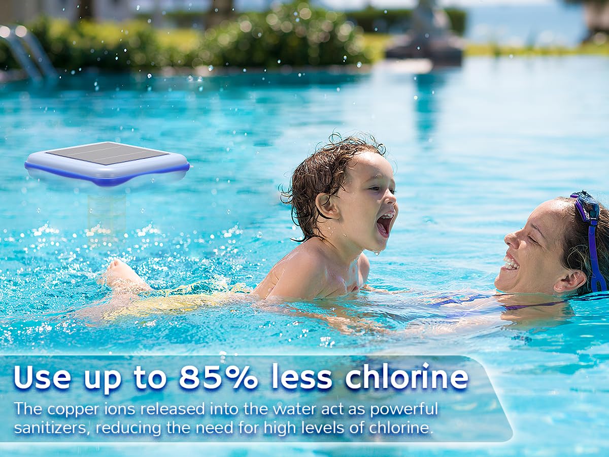 Airthereal C9 Square Solar Pool Ionizer - Floating Water Cleaner & Purifier for Crystal Clear Swimming Pools | Reduces Chlorine by 85% | Eliminates Algae | Purifies up to 45,000 Gallons | Perfect for Inground & Above Ground Pools [2-Pack]