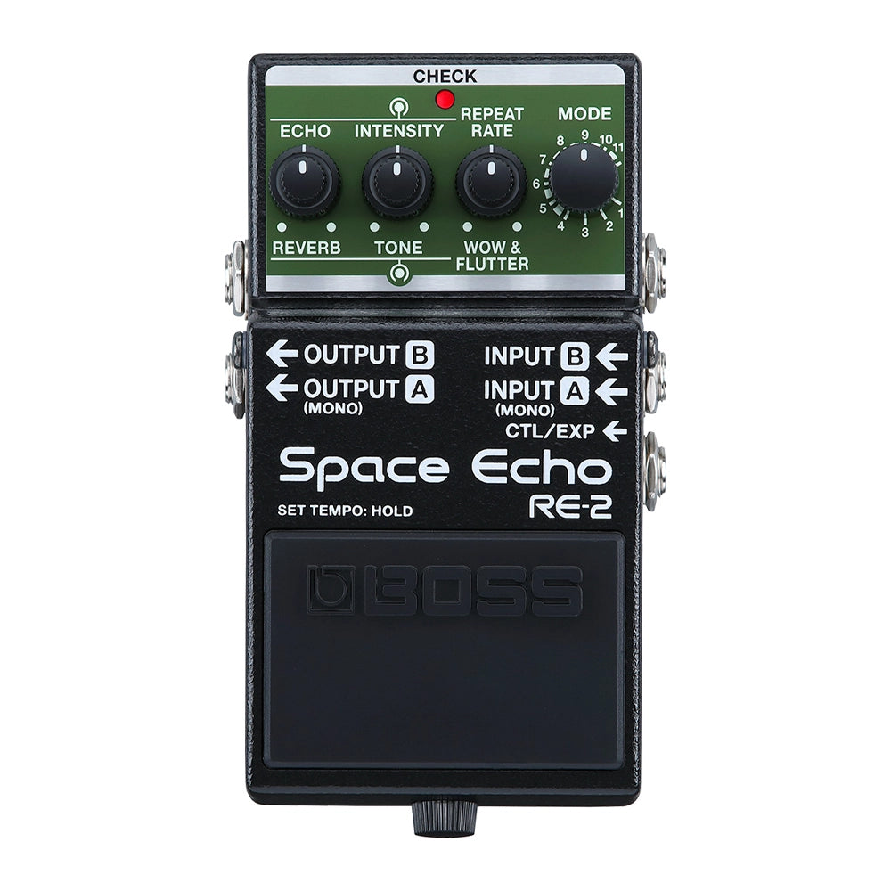 Boss RE-2 Space Echo Delay and Reverb Guitar Effects Pedal - Vintage Tape Echo Emulation for Studio & Live Performances