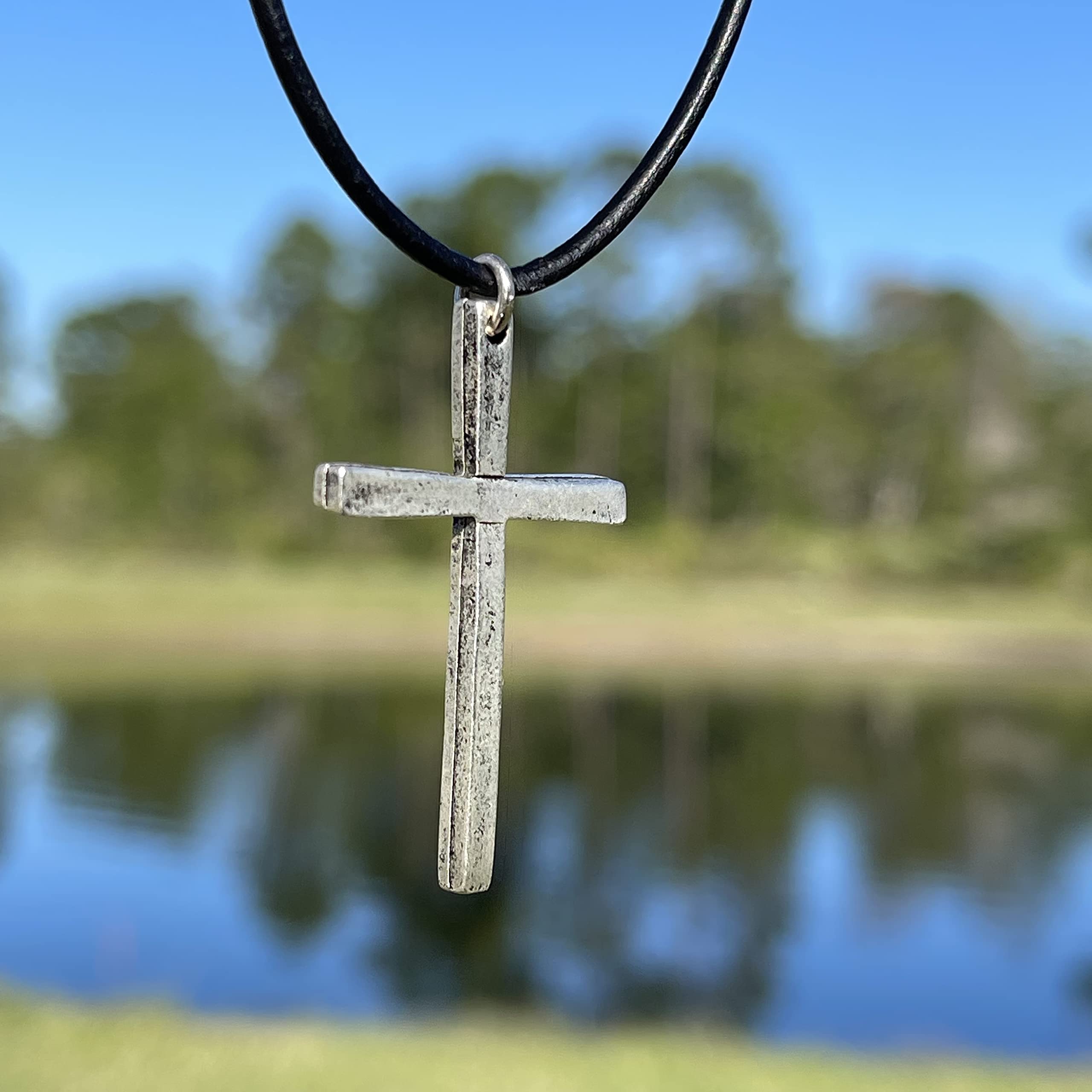 Silver Thin Simple Cross Necklace for Men & Women - Catholic Religious Jewelry, Faith-Based Gift for Baptism, Father's Day & Christian Ceremonies | Elegant Spiritual Accessory for Daily Wear & Special Occasions
