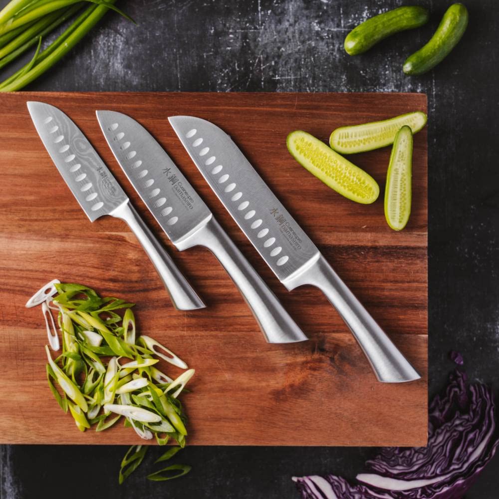 Premium Japanese Damascus Knife Block Set - 7-Piece Razor Sharp Chef Knives with Stylish Wooden Holder - Perfect for Home Cooking, Professional Kitchens & Gourmet Food Preparation