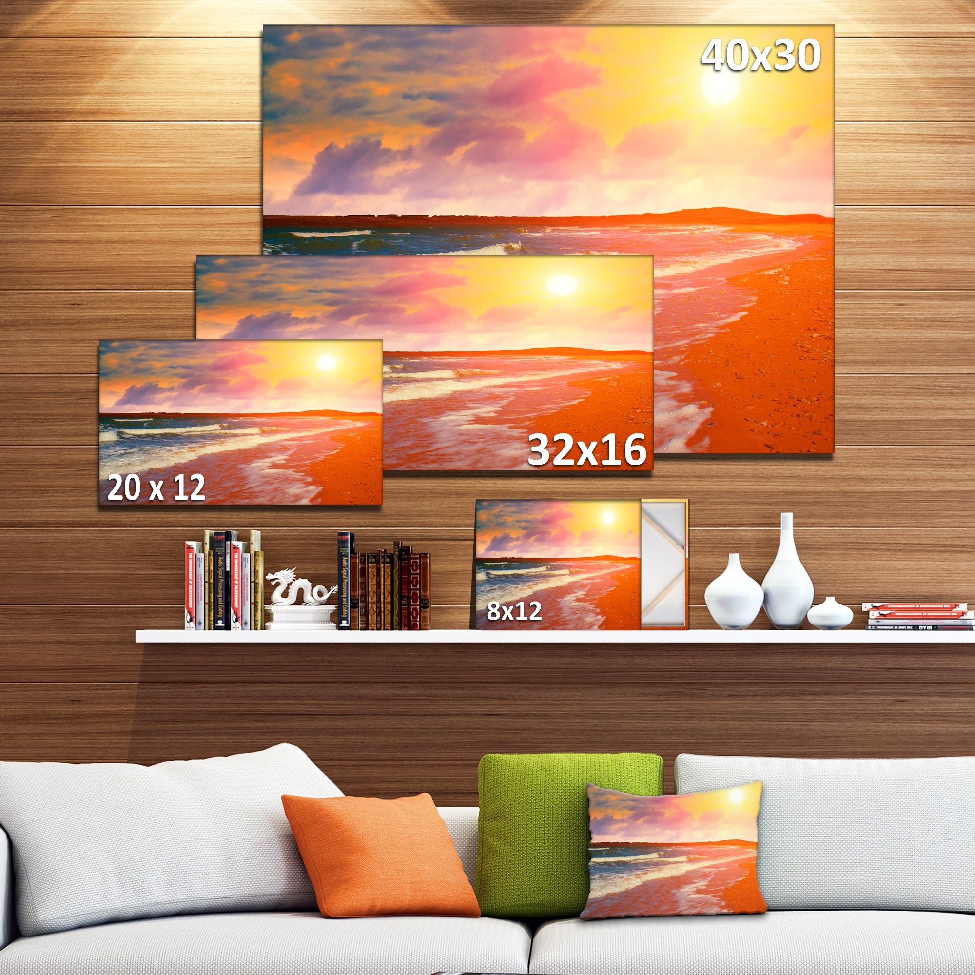 Sunset Desert Beach Canvas Art Print - Modern Coastal Wall Decor for Living Room, Bedroom & Office