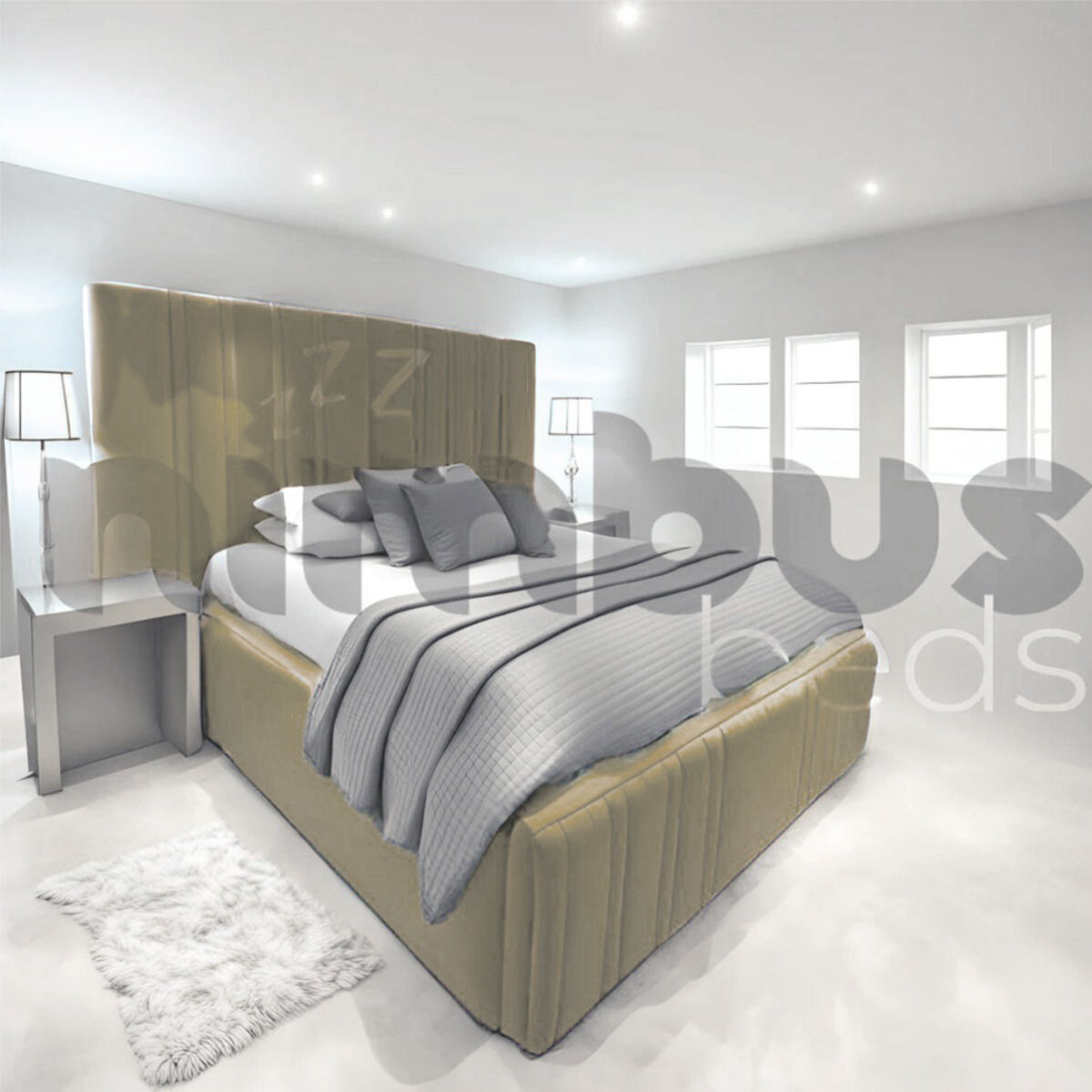 Luxury Kasia Bed Frame - Queen Size Platform Bed with Upholstered Headboard, Sturdy Metal Frame & Easy Assembly for Modern Bedroom Decor | Perfect for Master Bedrooms, Guest Rooms & Apartments