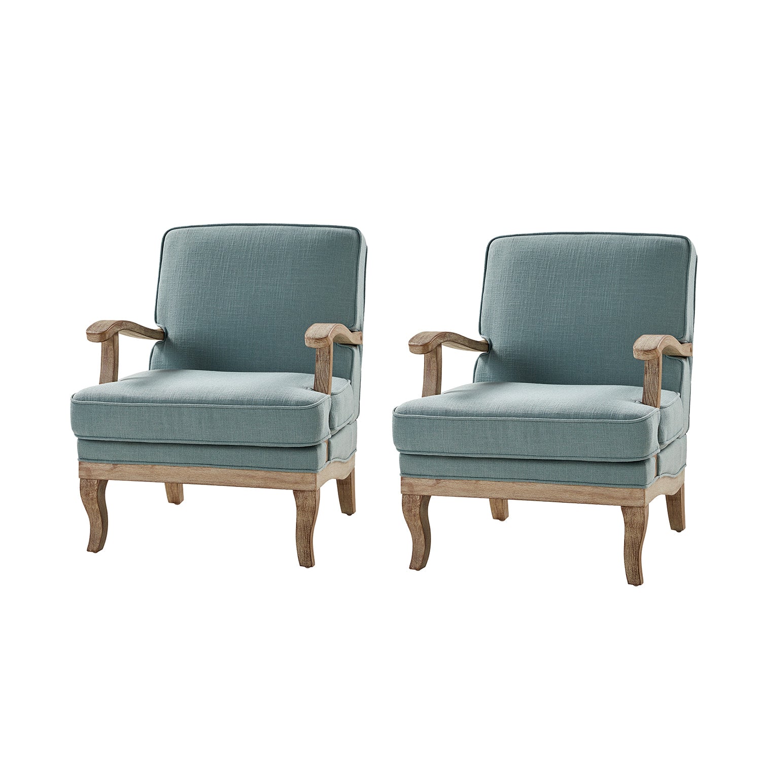 Randolph Farmhouse Upholstered Accent Chair with Wooden Legs - Comfortable Living Room Armchair for Home Decor, Reading Nook & Cozy Sitting Area (Multiple Style Options Available)