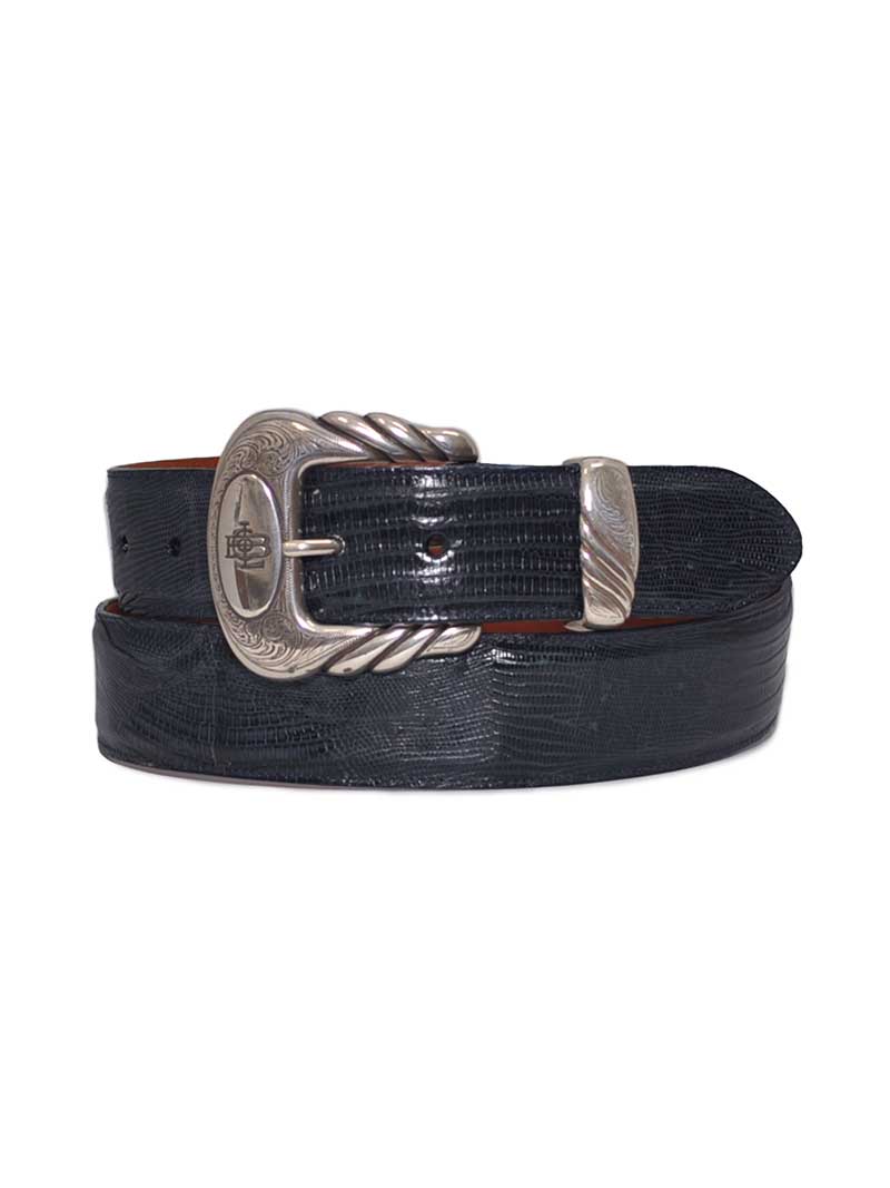 Lucchese W0398 Genuine Lizard Skin Western Belt for Men - Handcrafted in USA - Navy Blue - Perfect for Cowboy Boots, Rodeo & Western Fashion