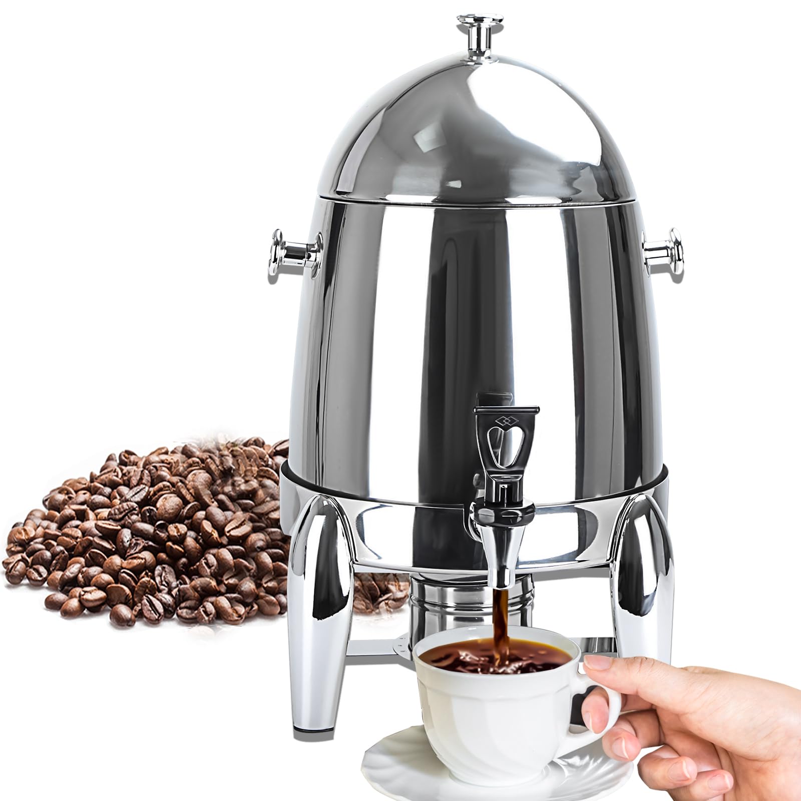 12L Commercial Coffee Urn - Stainless Steel Hot Water & Iced Coffee Maker - Large Capacity Drink Dispenser for Parties, Catering, Restaurants & Office Events