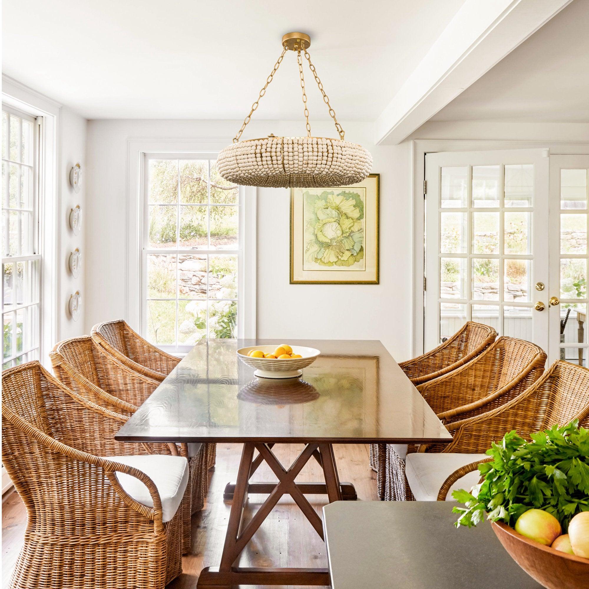 Vintage Farmhouse 6-Light Antique Gold Flush Mount Ceiling Light - Perfect for Dining Room, Kitchen, or Bedroom Lighting