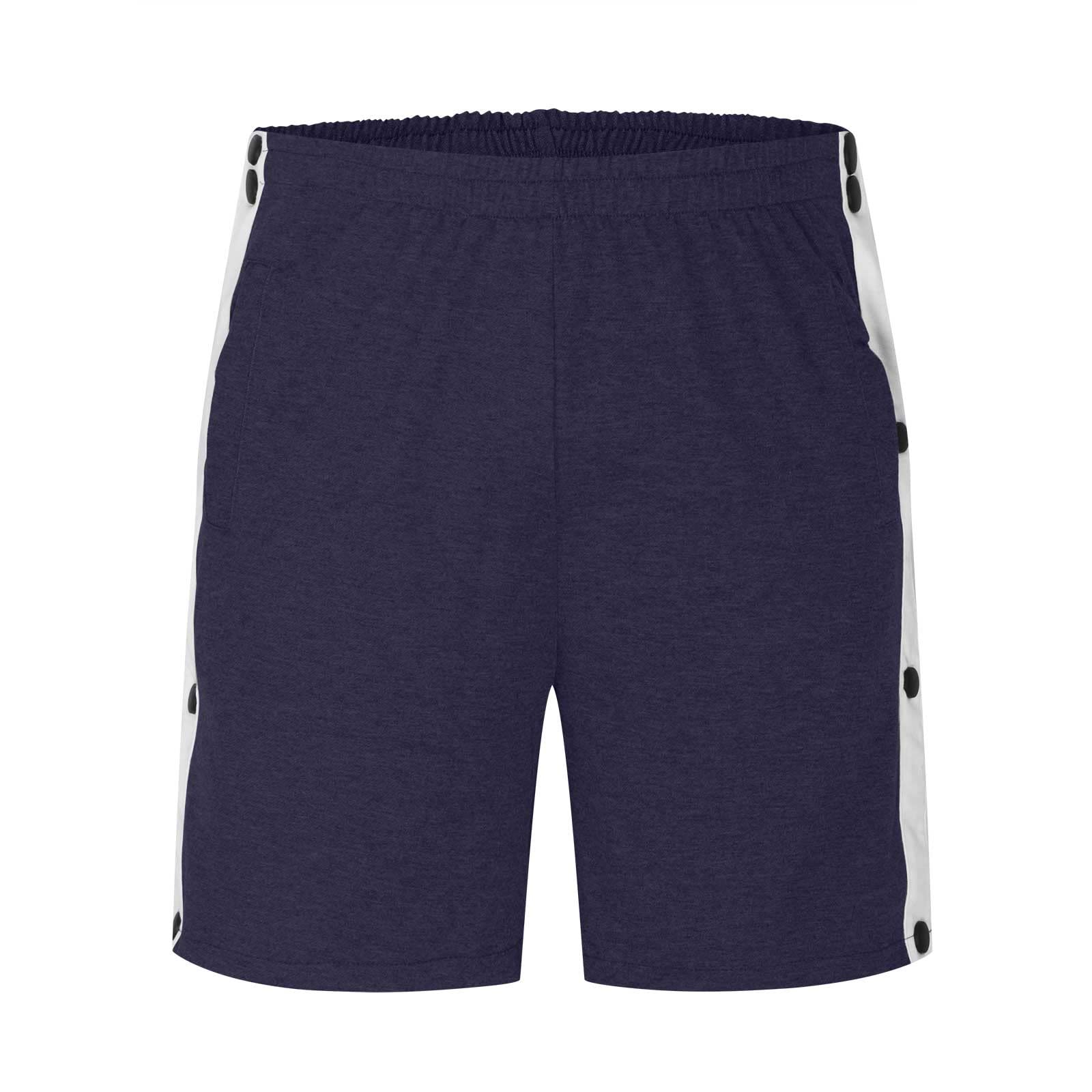 Post Surgery Tear Away Shorts for Men - Adaptive Clothing with Snap Buttons, Wide Leg Loose Fit Basketball Athletic Shorts for Recovery, Workout & Casual Wear