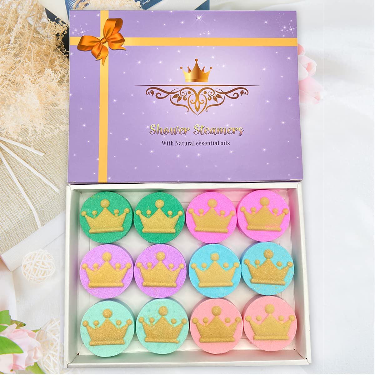 12-Pack Aromatherapy Shower Steamers with Essential Oils - Relaxing Shower Bombs & Fizzy Tablets for Spa-Like Experience | Perfect Self-Care Gift for Women & Men, Birthday Present for Mom | Use for Stress Relief, Muscle Relaxation & Home Spa Days