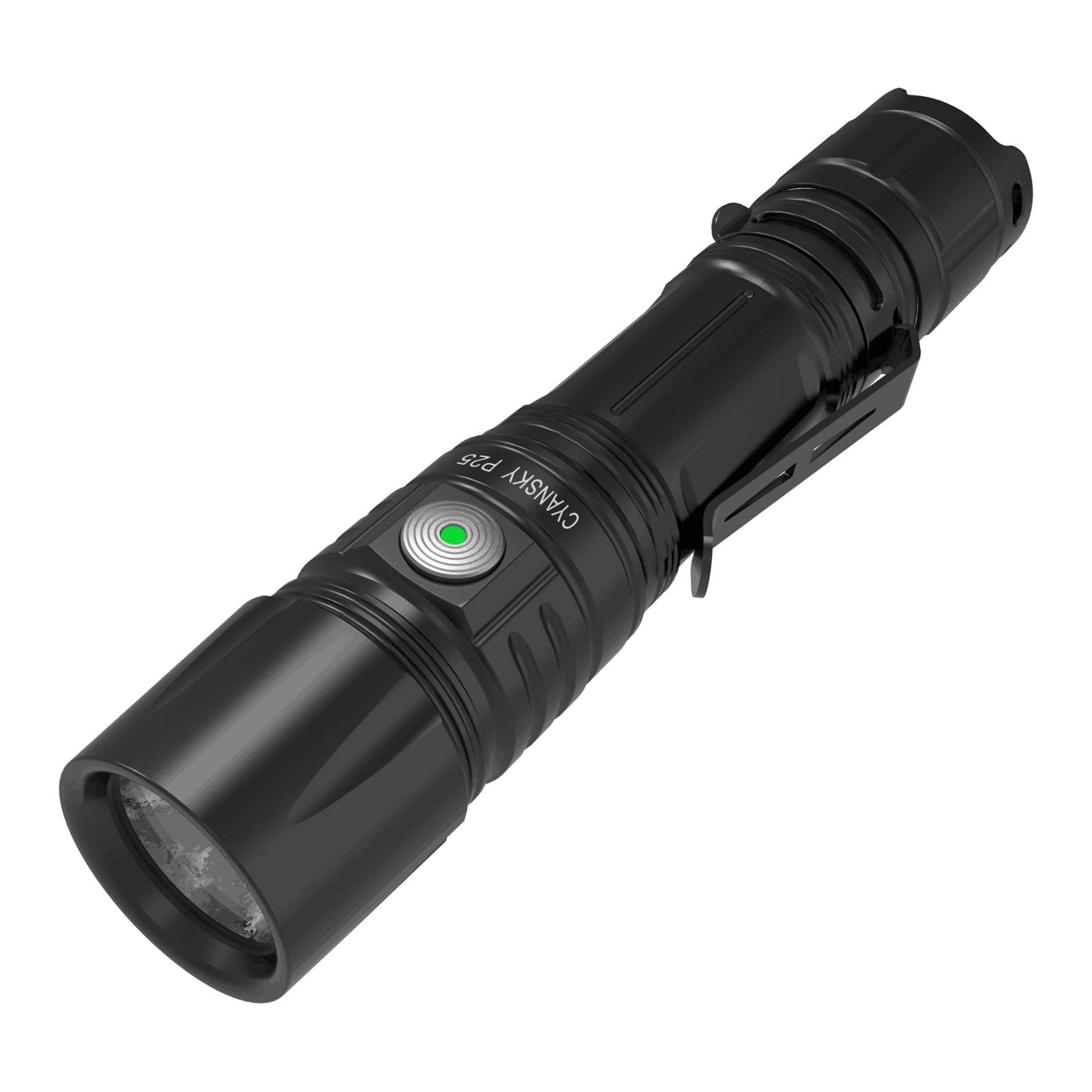 CYANSKY P25 V2.0 3600 Lumens Tactical Flashlight - USB-C Rechargeable LED Floodlight with IPX8 Waterproof Rating & 208m Beam Distance - Perfect for Camping, Hiking, Emergency & Outdoor Adventures (Black)