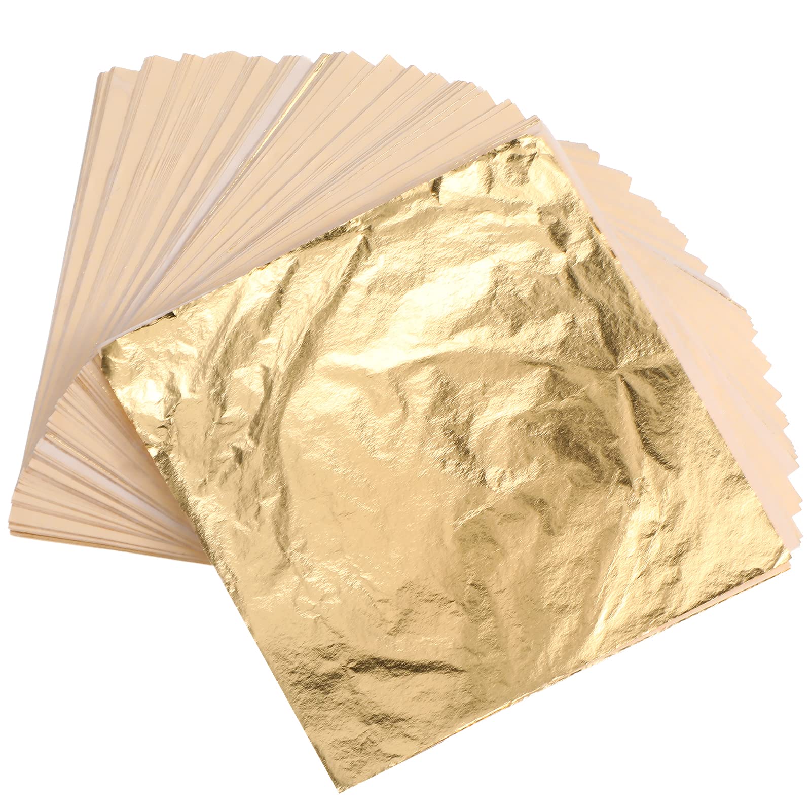Premium 500 Sheets Imitation Gold Leaf Foil - 5.5x5.5 Inch (14x14cm) Gold Leaf Sheets for DIY Gilding, Painting, Decoration & Furniture Crafts - Perfect for Art Projects, Home Decor & Wedding Invitations