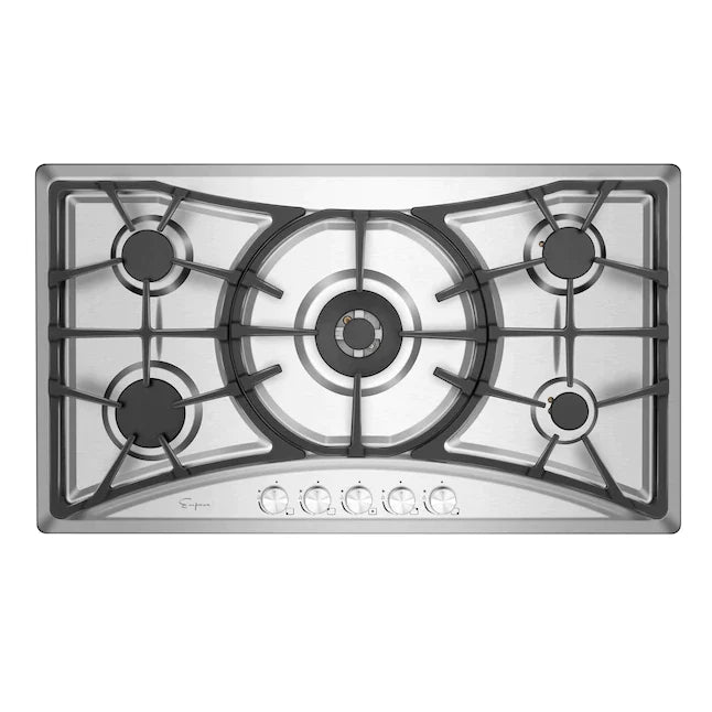 Empava 36 Inch 5 Burner Built-In Gas Cooktop - Stainless Steel (36GC22) | Professional Kitchen Appliance for Home Chefs & Cooking Enthusiasts