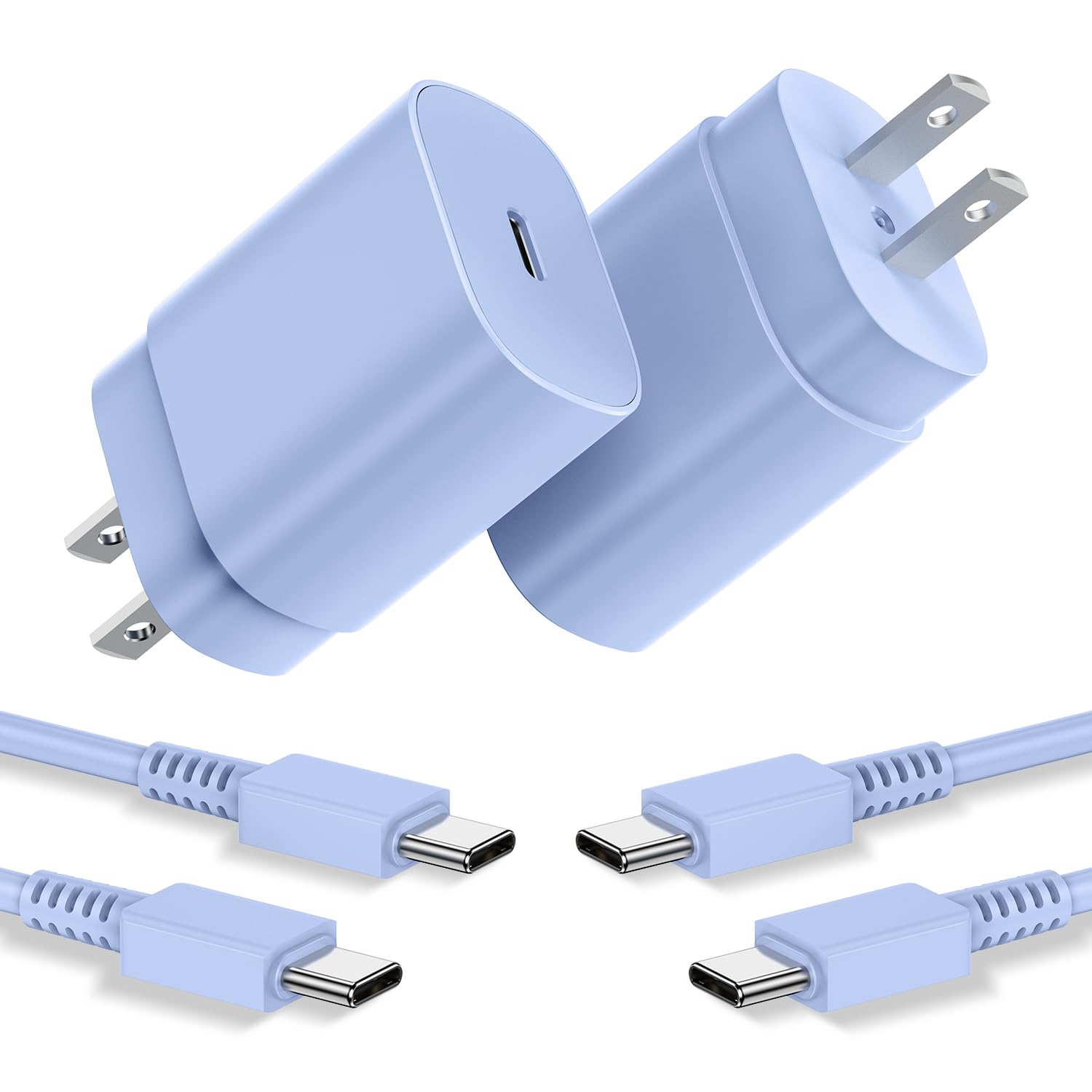 25W PD USB C Fast Charger 2-Pack with 3ft Cable - Super Fast Charging Block for Samsung Galaxy S23/S22/S21/S20/Note 20/10/9/8, Pixel 6/5/4 Pro XL - Perfect for Home, Office & Travel Charging