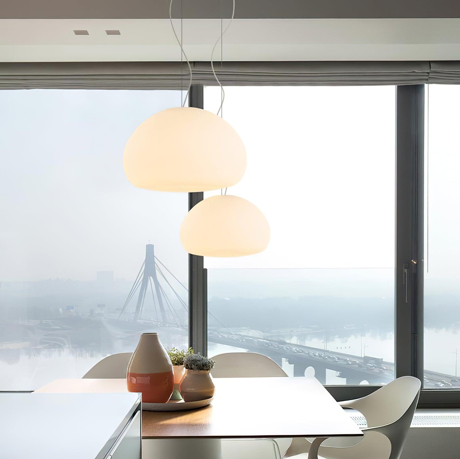 Aqua Sphere Pendant Light - Modern Glass Hanging Lamp for Kitchen Island, Dining Room & Bedroom - Water Drop Design Ceiling Light Fixture with Adjustable Cord