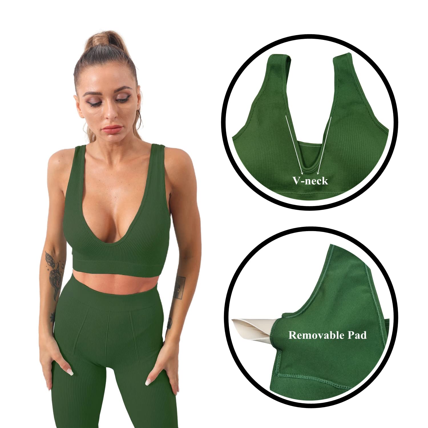 Niyokki Women's 2-Piece Workout Set - Sexy Summer Sports Bra & Crossover Shorts Matching Gym Outfit for Yoga, Running & Fitness Training