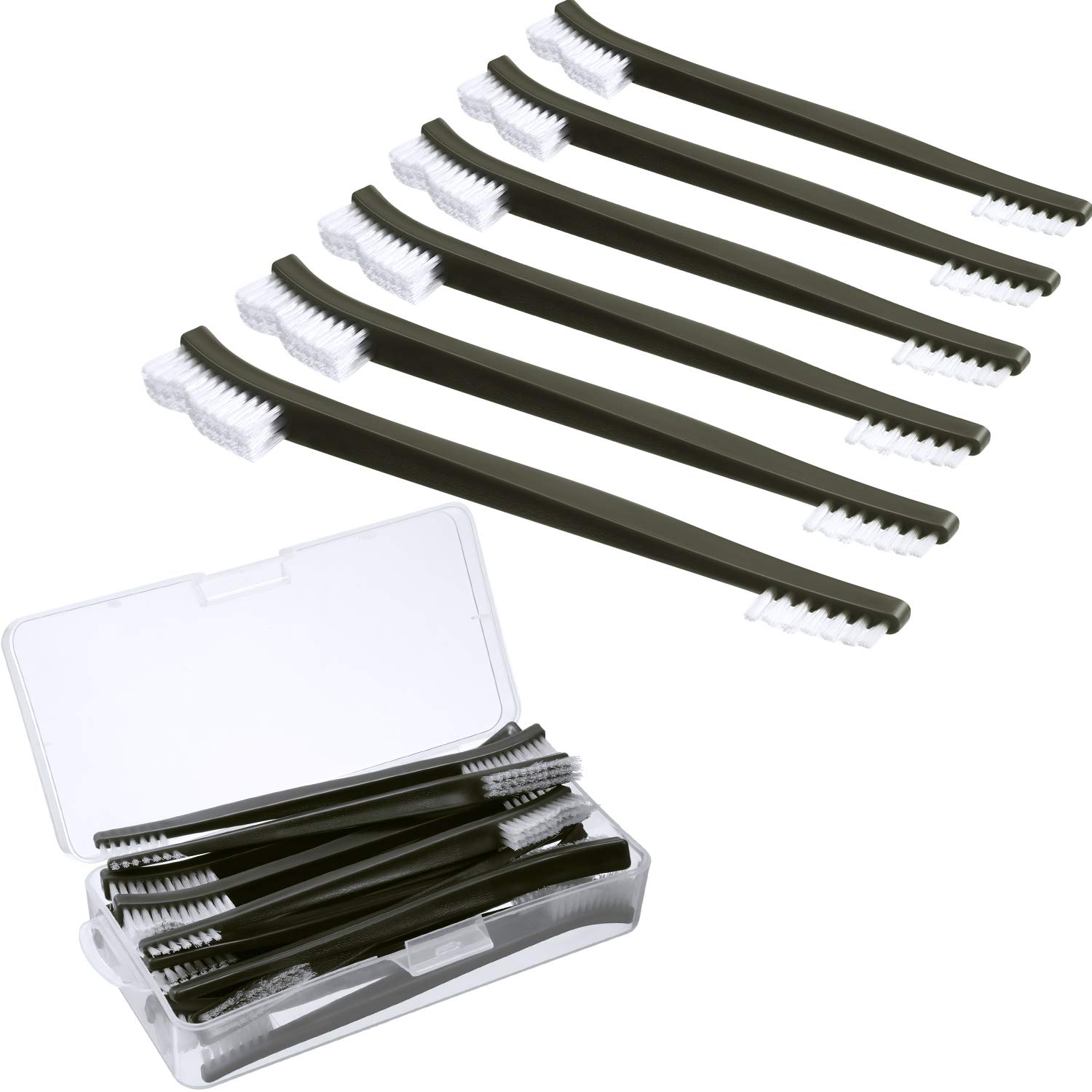 Boao 20-Pack 7-Inch Double-Ended Gun Cleaning Brushes - Nylon All-Purpose Cleaning Brushes with Plastic Handle (White) - Perfect for Firearm Maintenance, Hunting Gear & Tactical Equipment Cleaning