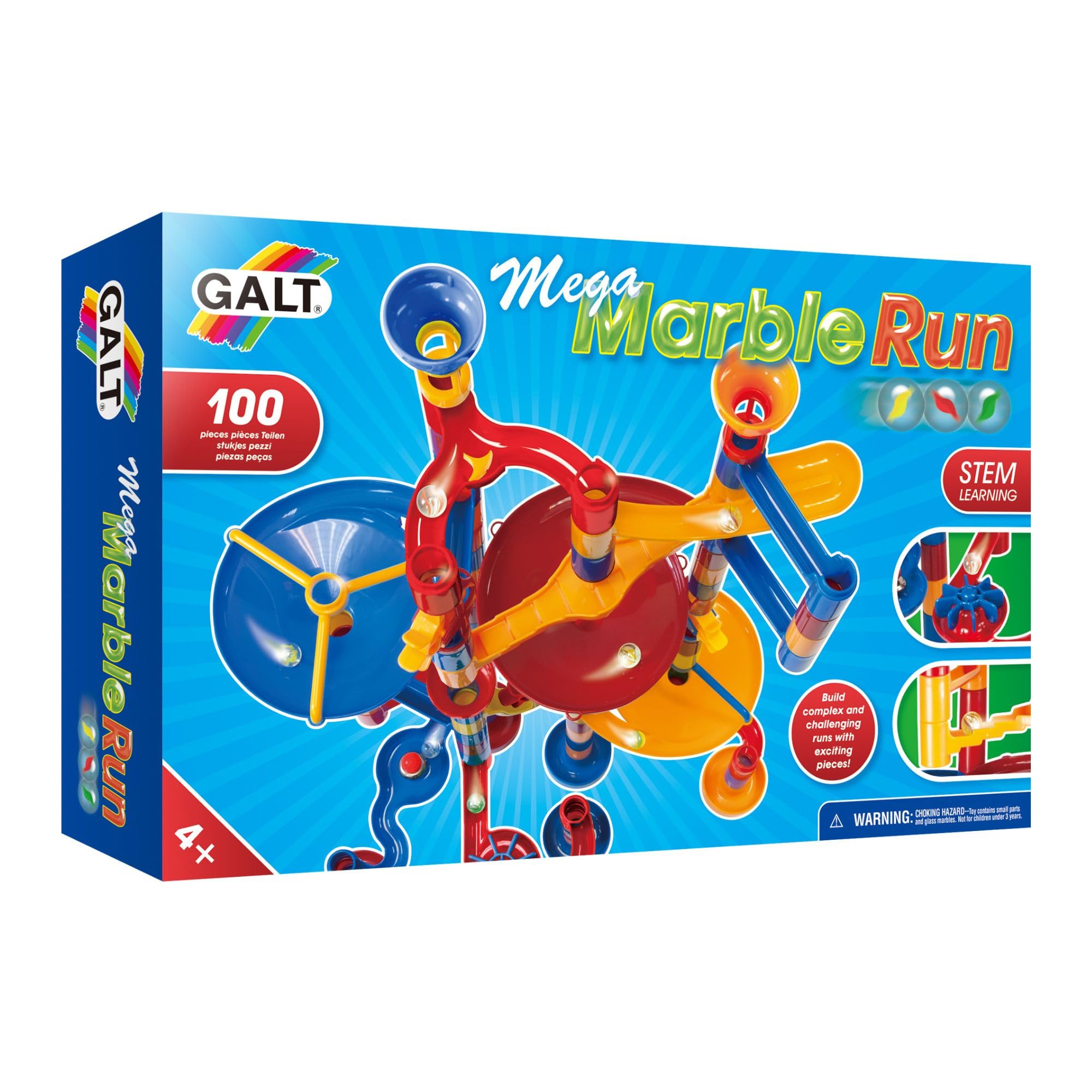 Galt Toys Mega Marble Run - 120 Piece Construction Building Set for Kids Ages 4+ | STEM Learning Toy for Creative Play | Perfect for Birthday Gifts & Indoor Family Activities