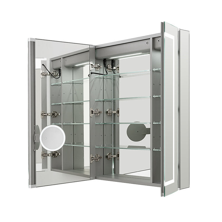 Aquadom Royale Plus 40x36 Inch LED Lighted Triple Door Bathroom Medicine Cabinet - Perfect for Modern Homes, Spas & Luxury Bathrooms