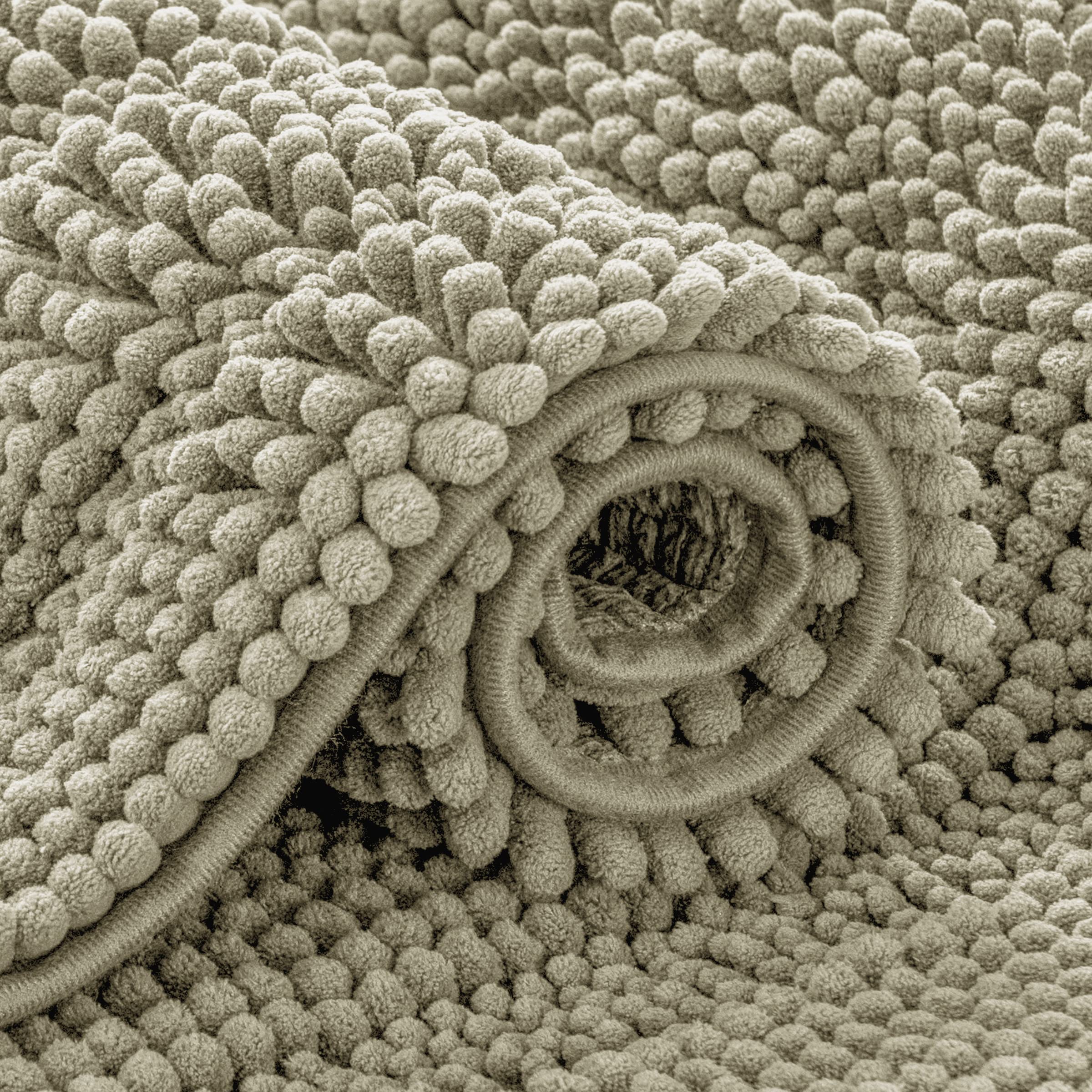 SUBRTEX Chenille Bath Rug - Soft Plush Striped Bathroom Mat, 24x60 Inches, Taupe Brown - Super Absorbent, Quick Dry, Machine Washable - Perfect for Bathroom, Shower, and Spa Areas