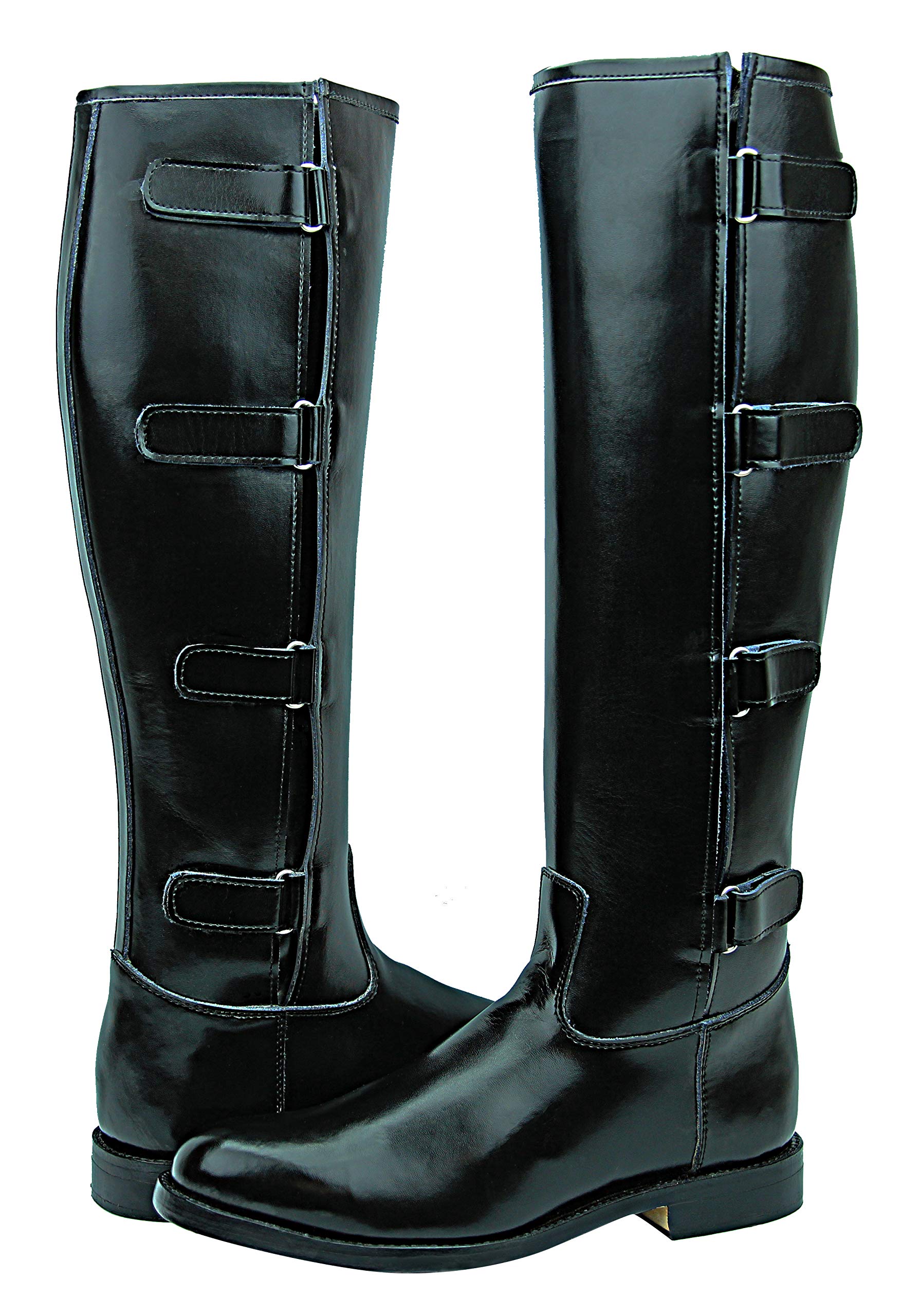 Men's Equestrian Riding Boots - Knee High Leather Polo Boots for Horseback Riding & Outdoor Activities - Black